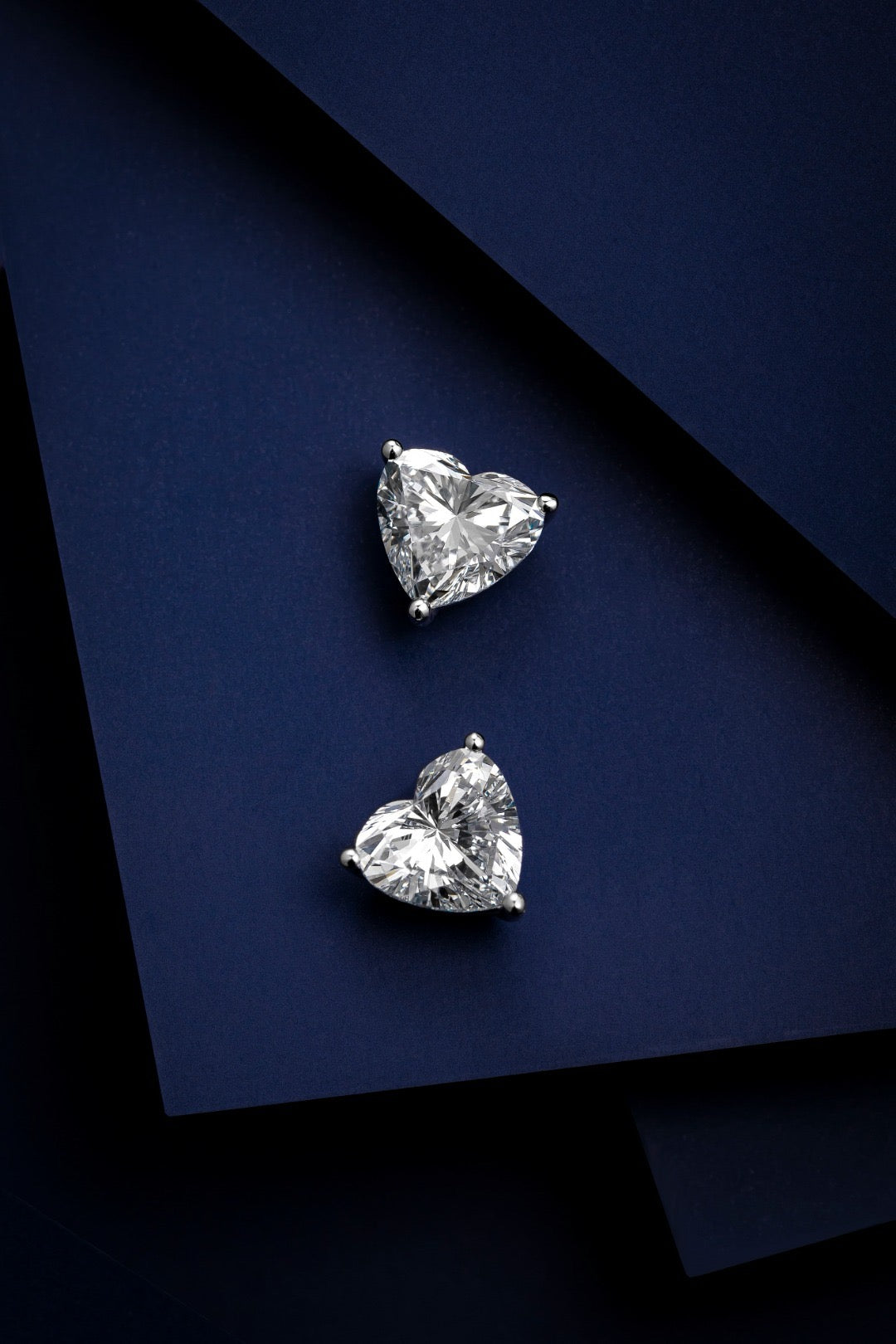 4.11CT Certified Heart‑Cut Lab‑Grown Diamond Solitaire Stud Earrings in 10K