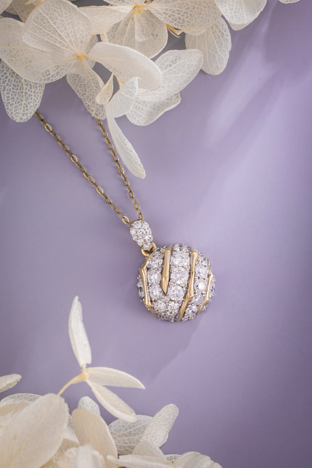 1.78CT Round Pave‑Set Lab‑Grown Diamond Pendant in 14K Yellow Gold (Pendant Only)