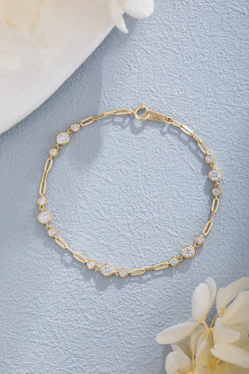 1.04CT Bezel‑Set Alternating Lab‑Grown Diamond Paperclip Chain Bracelet in 14K