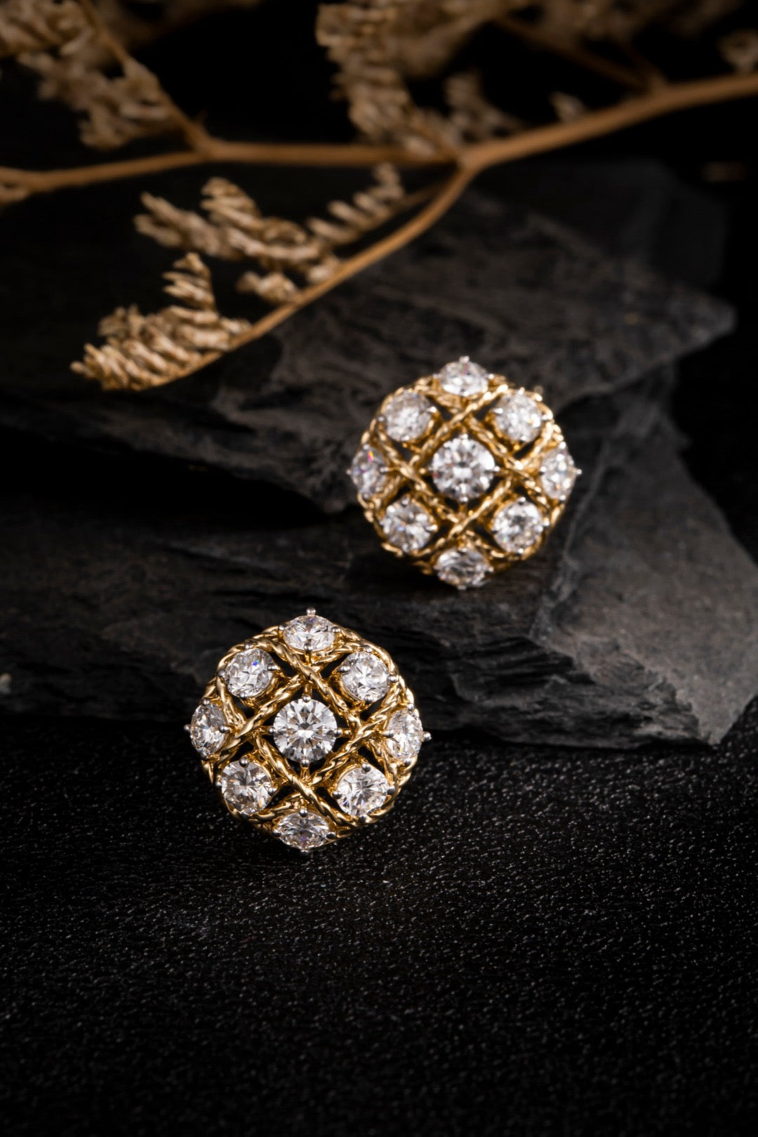 1.8CT Lab‑Grown Diamond Woven Dome Stud Earrings in 14K