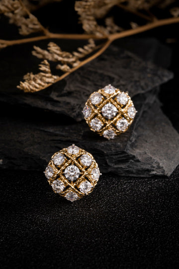 1.8CT Lab‑Grown Diamond Woven Dome Stud Earrings in 14K
