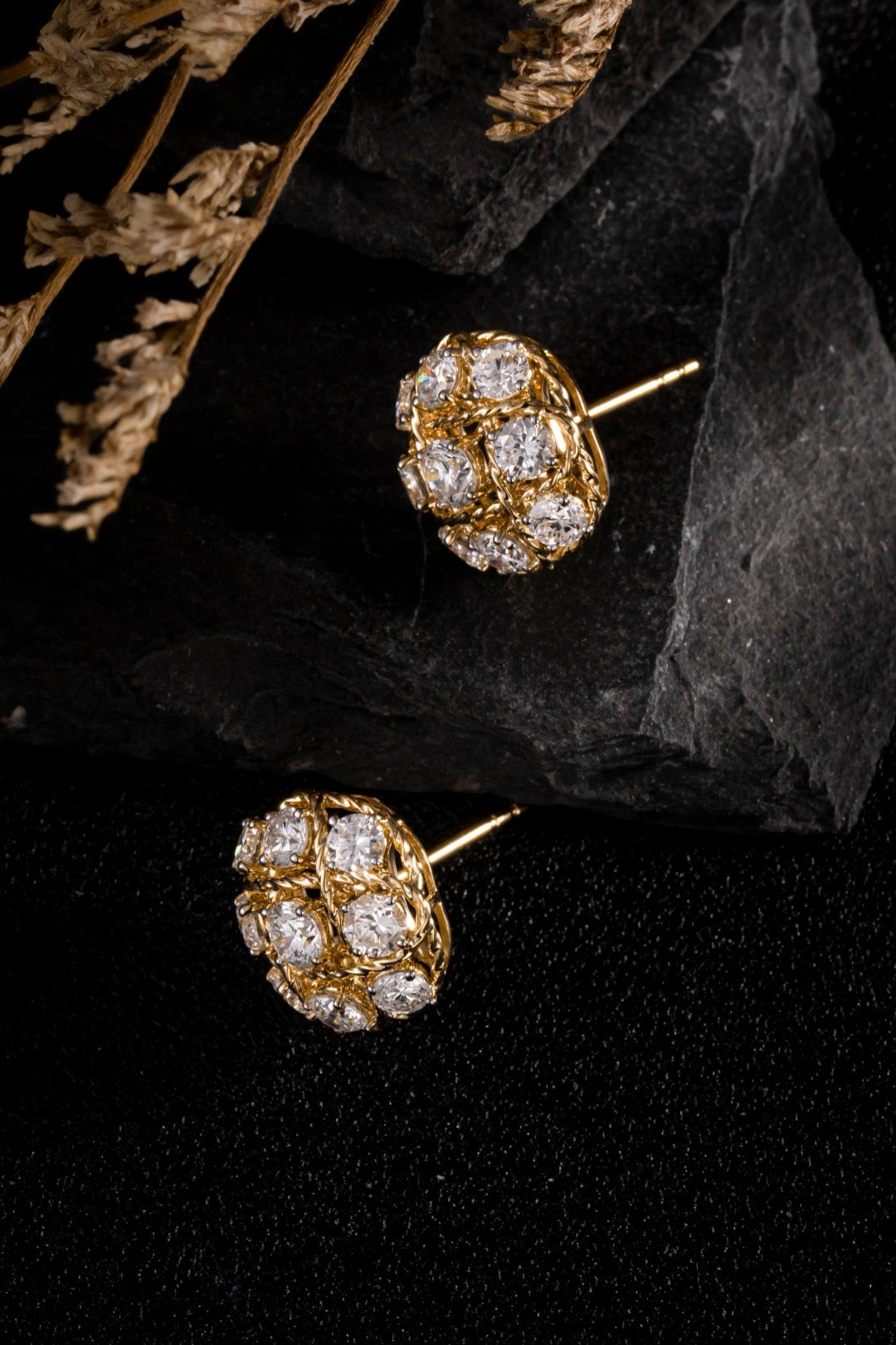 1.8CT Lab‑Grown Diamond Woven Dome Stud Earrings in 14K