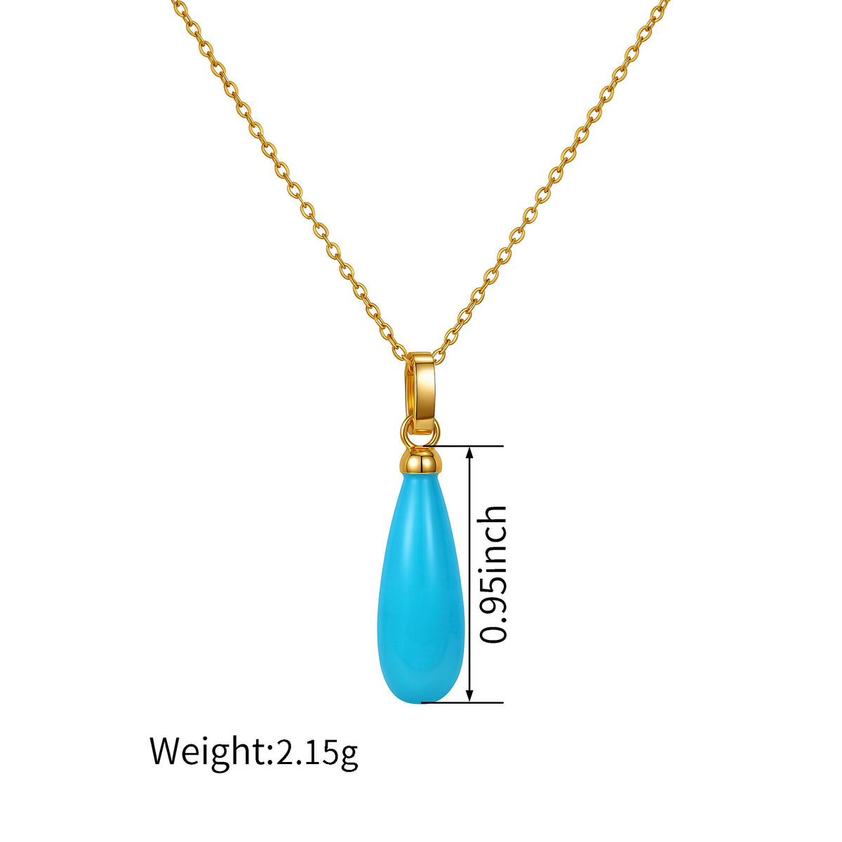 7ct Natural Teardrop Turquoise Pendant in 18K(Pendant Only)