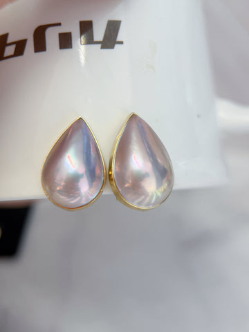 K18 Teardrop Mabe Pearl Clip-On Earrings
