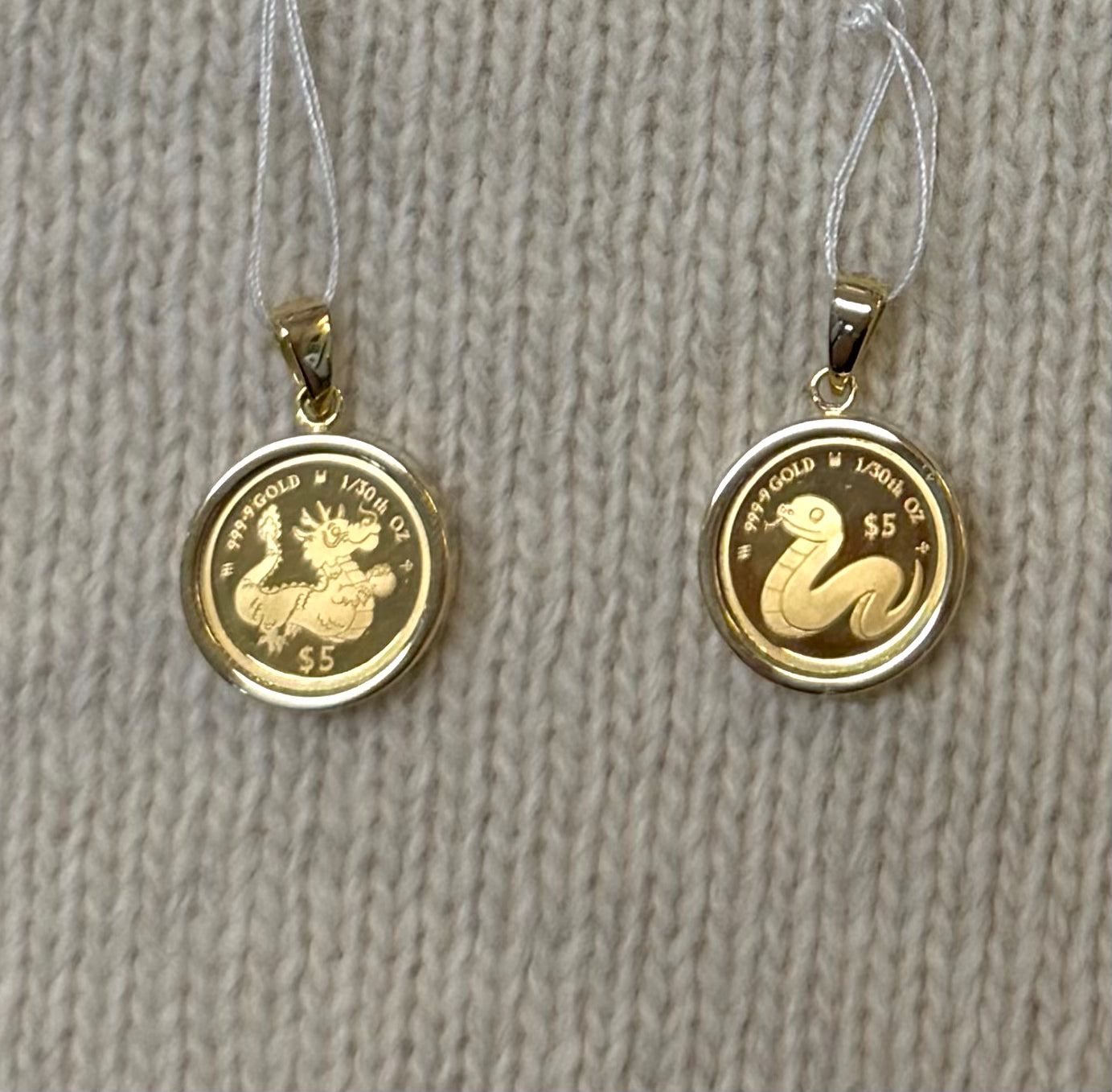 24K+18K Gold Coin, Diameter:13.7mm, 2.5g