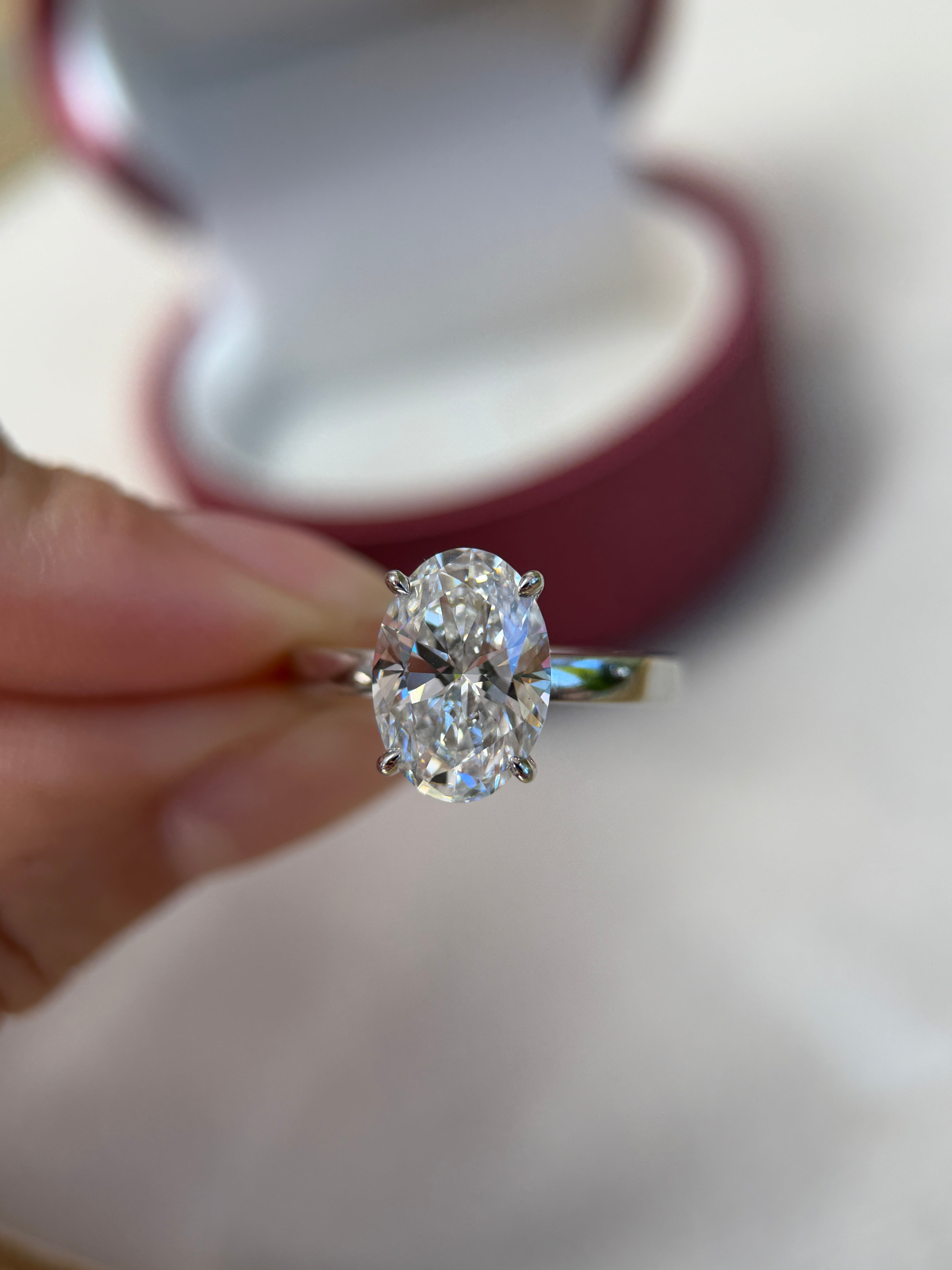 PT900 Platinum 3.01ct Oval Lab-Grown Diamond Solitaire Ring