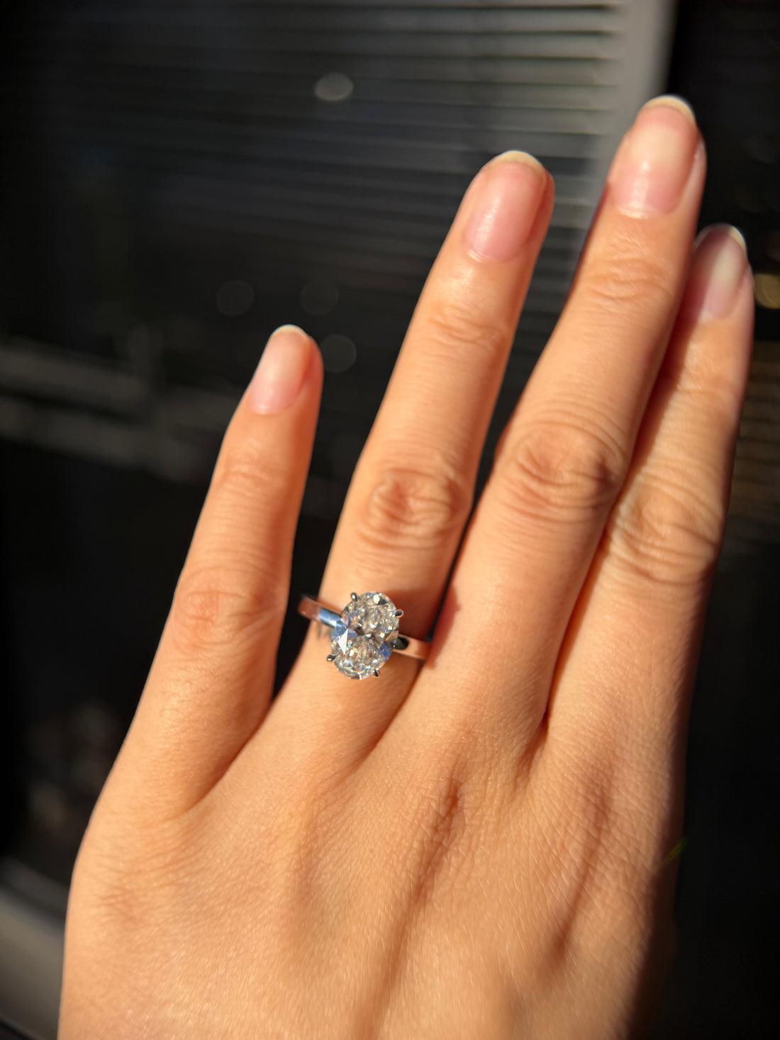 PT900 Platinum 3.01ct Oval Lab-Grown Diamond Solitaire Ring
