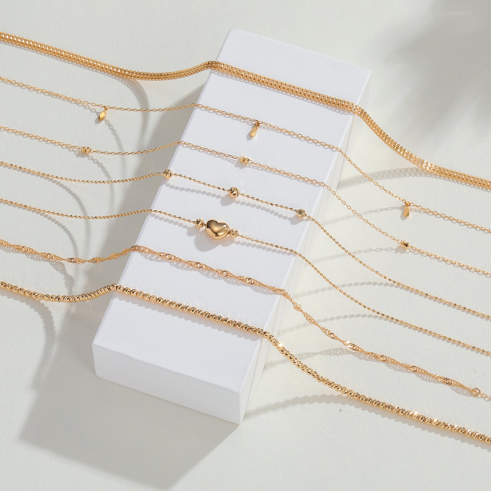 18K Gold Adjustable Station Bead Anklet