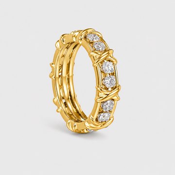 Two-Tone Crisscross Lab-Grown Diamond Band in K14 yellow Gold