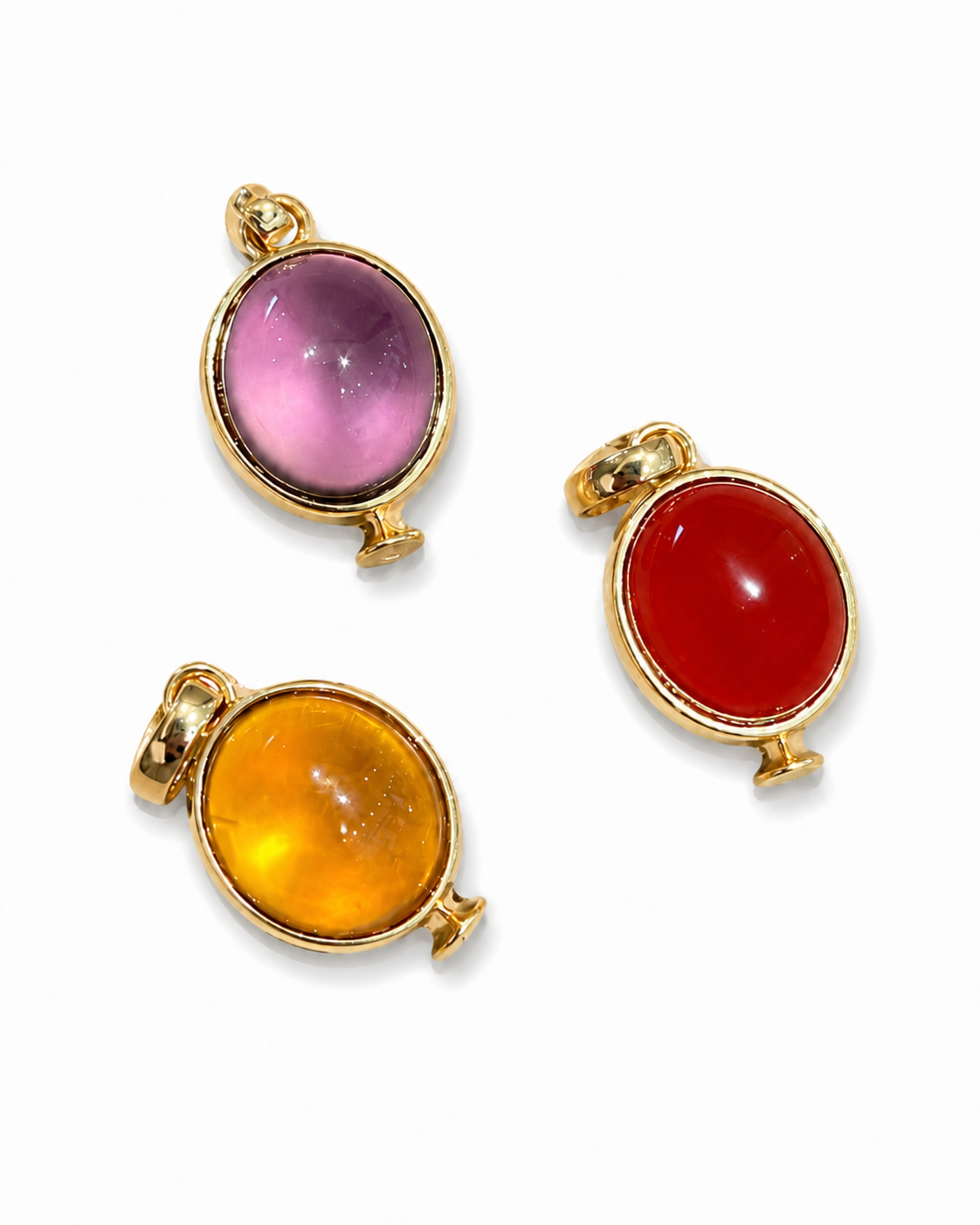 18K Gold Oval Gemstone Enhancer Pendant