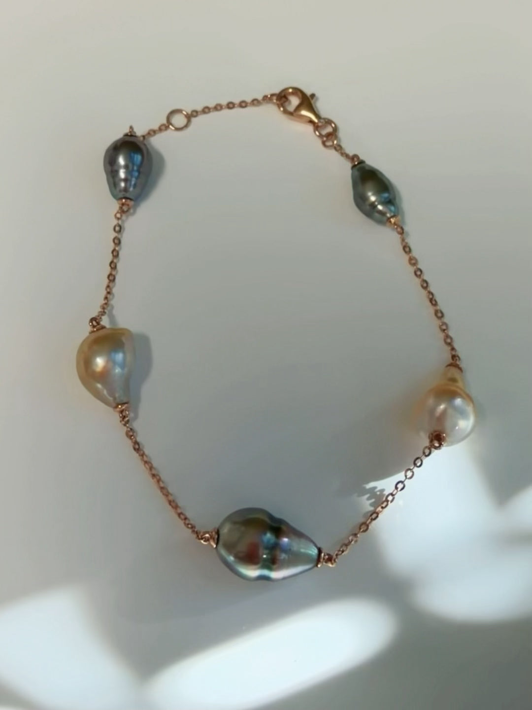5.5-7.25mm Keshi Pearl Bracelet in 18K Rose Gold