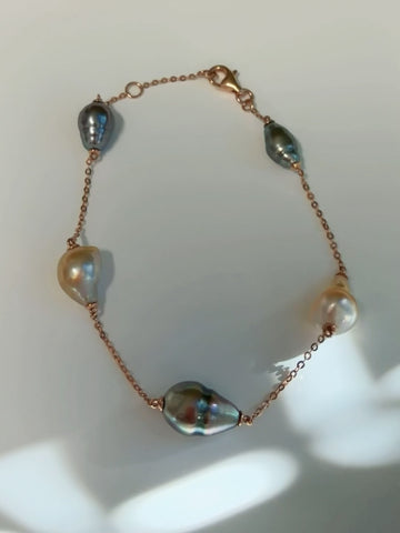 5.5-7.25mm Keshi Pearl Bracelet in 18K Rose Gold