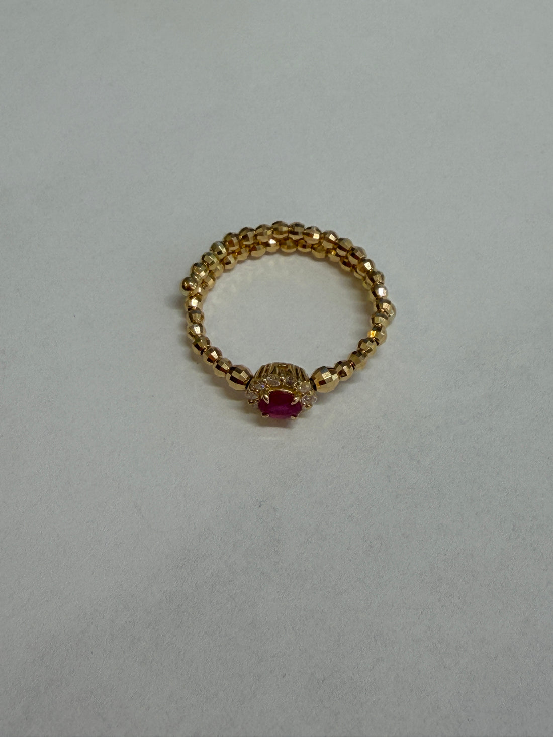 Ruby Spring Ring in K18 Yellow  Gold with Diamond