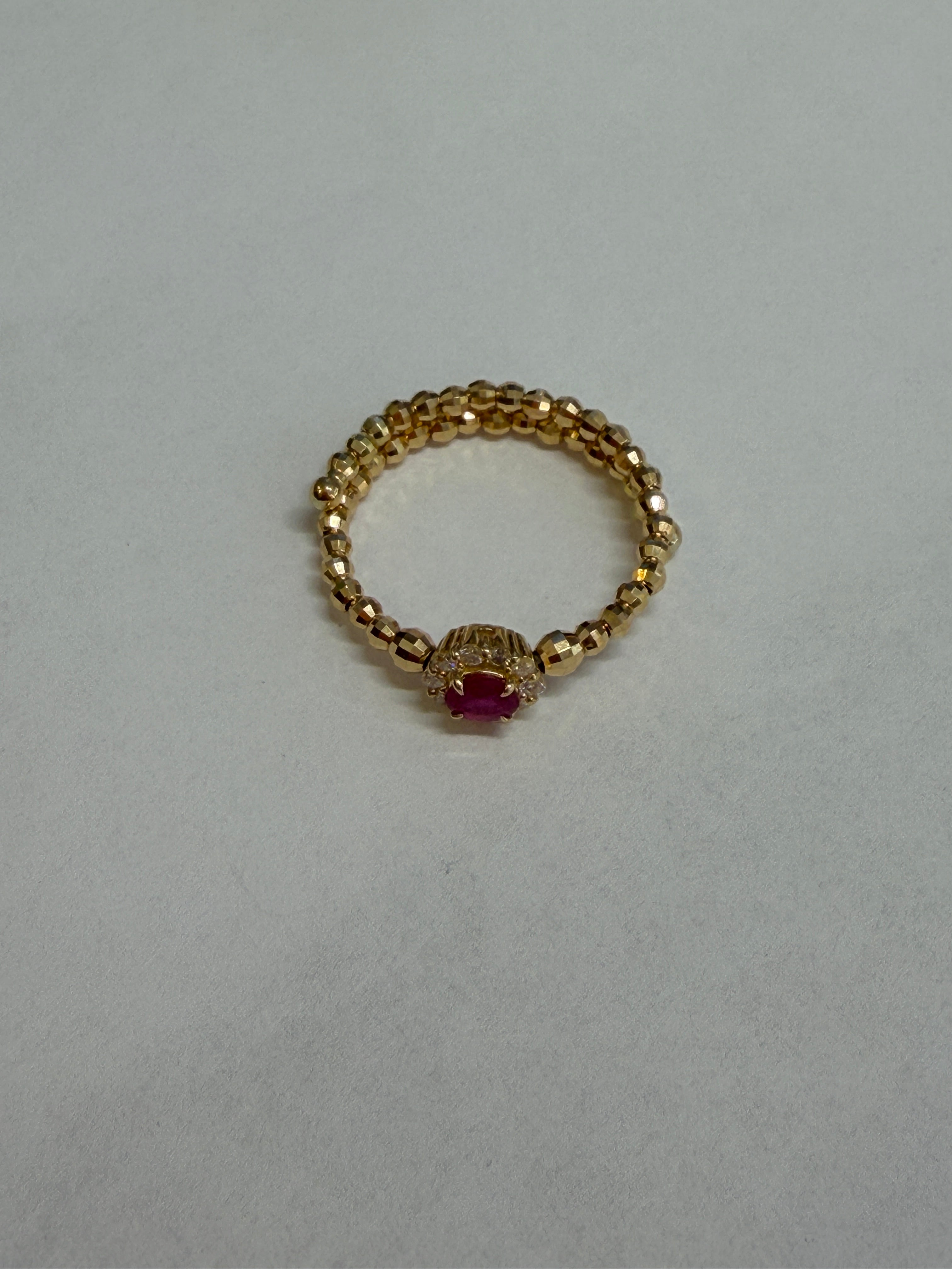 Ruby Spring Ring in K18 Yellow  Gold with Diamond