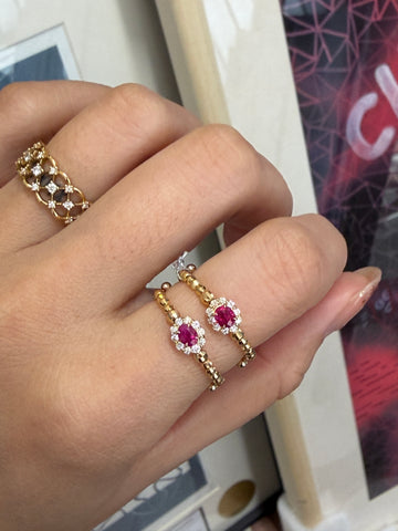 Ruby Spring Ring in K18 Yellow  Gold with Diamond