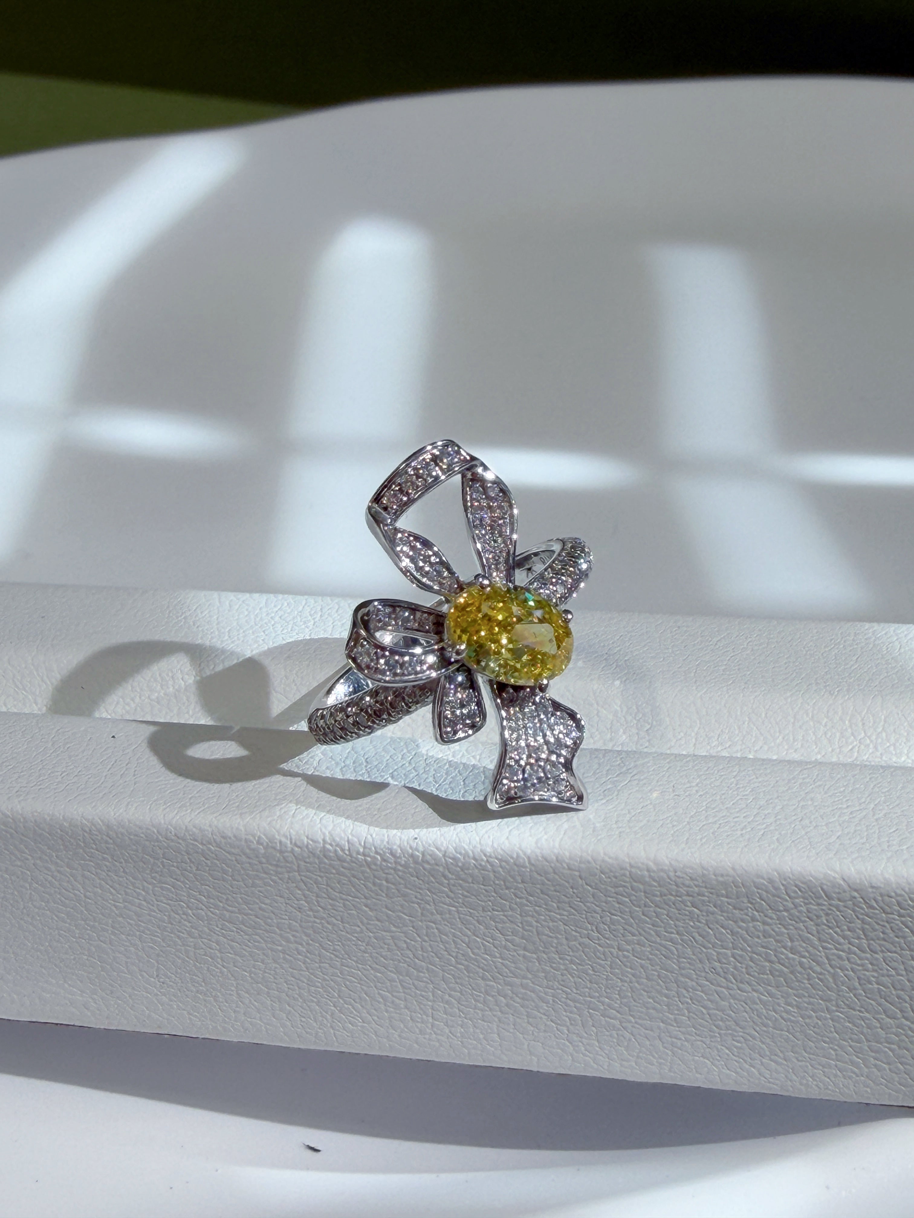 1.02ct Certified Fancy Vivid Yellow Lab-Grown Diamond in 18K White Gold