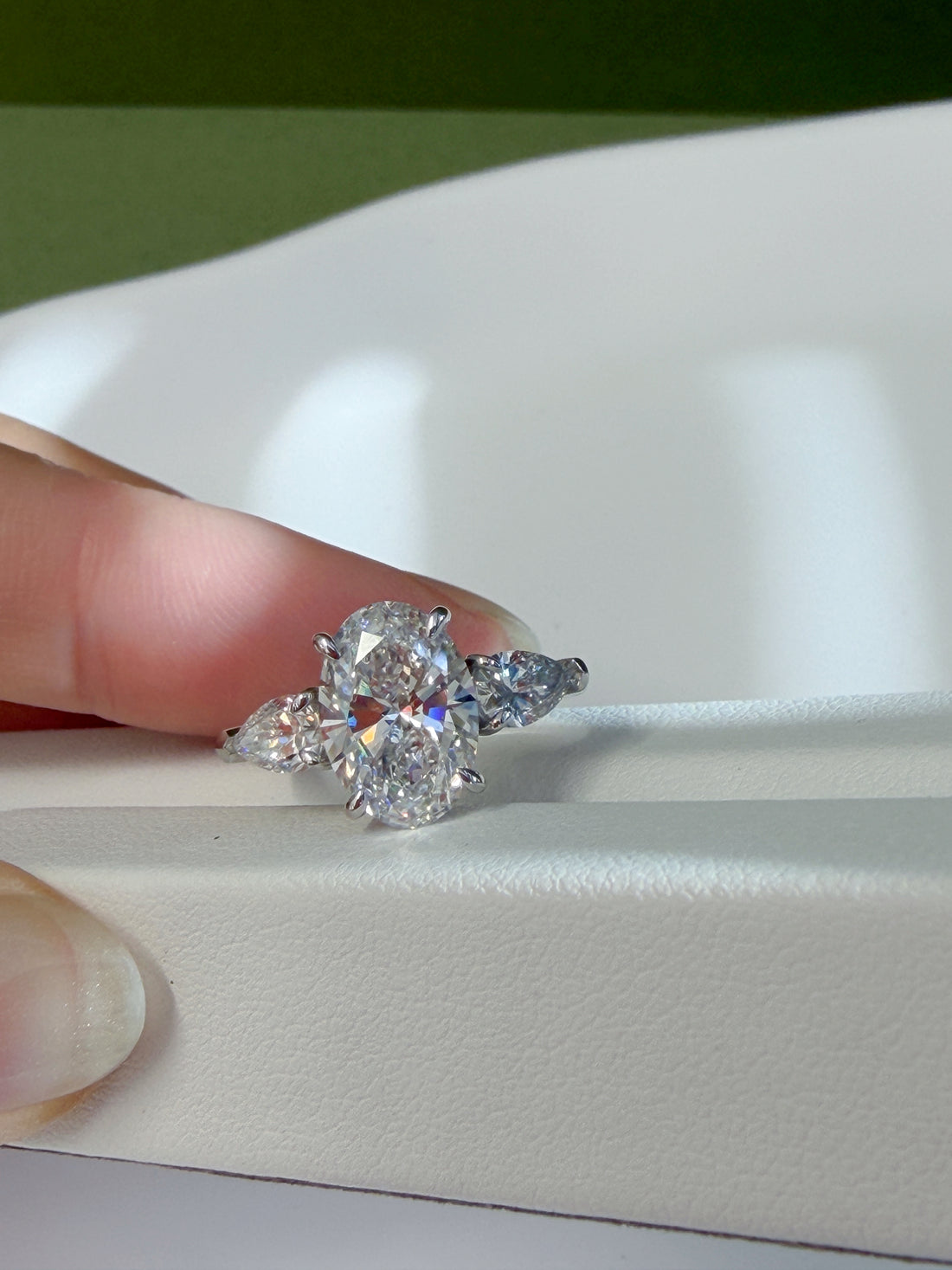 3CT Certified Oval Lab-Grown Diamond Three-Stone Ring