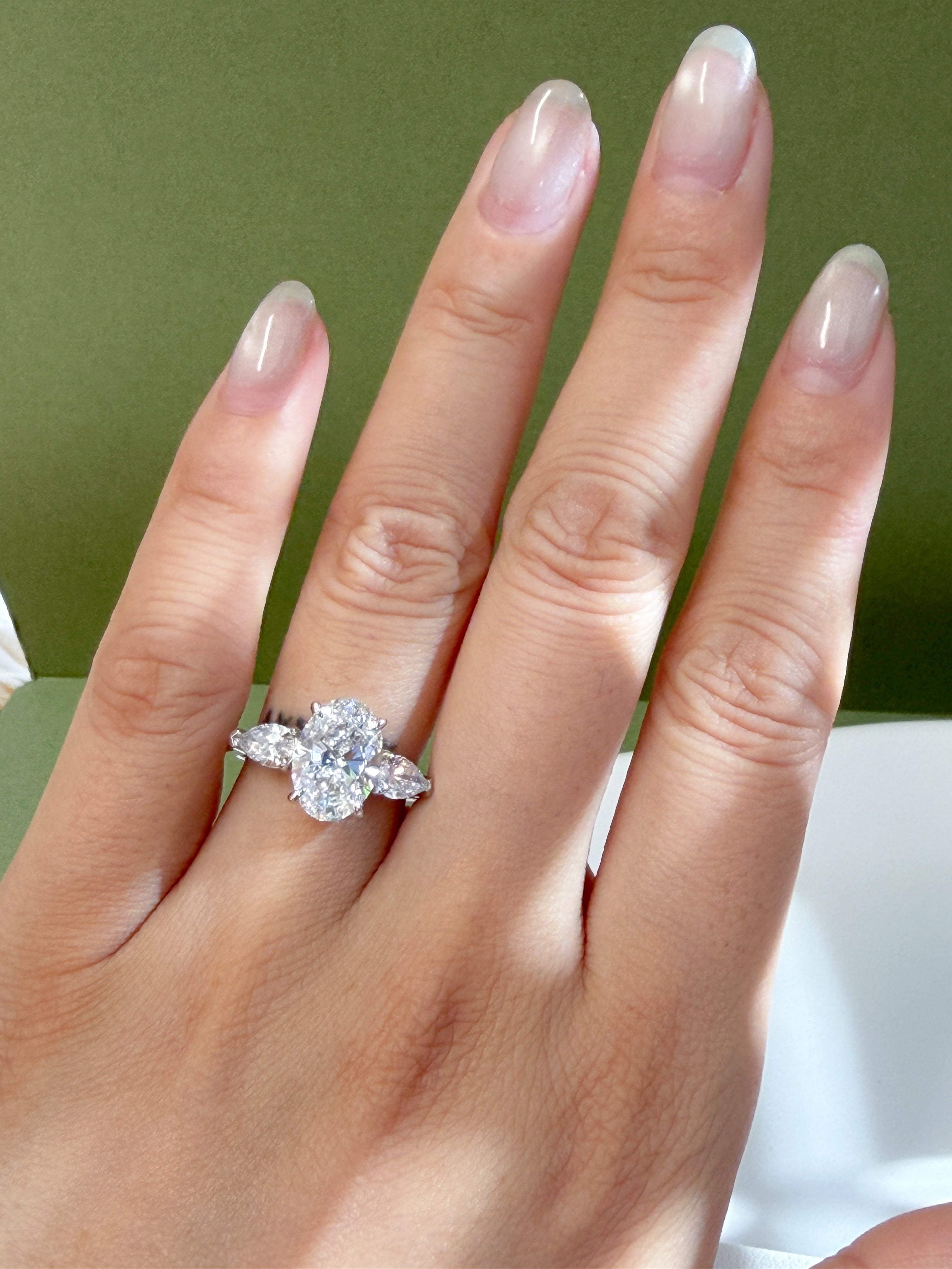 3CT Certified Oval Lab-Grown Diamond Three-Stone Ring