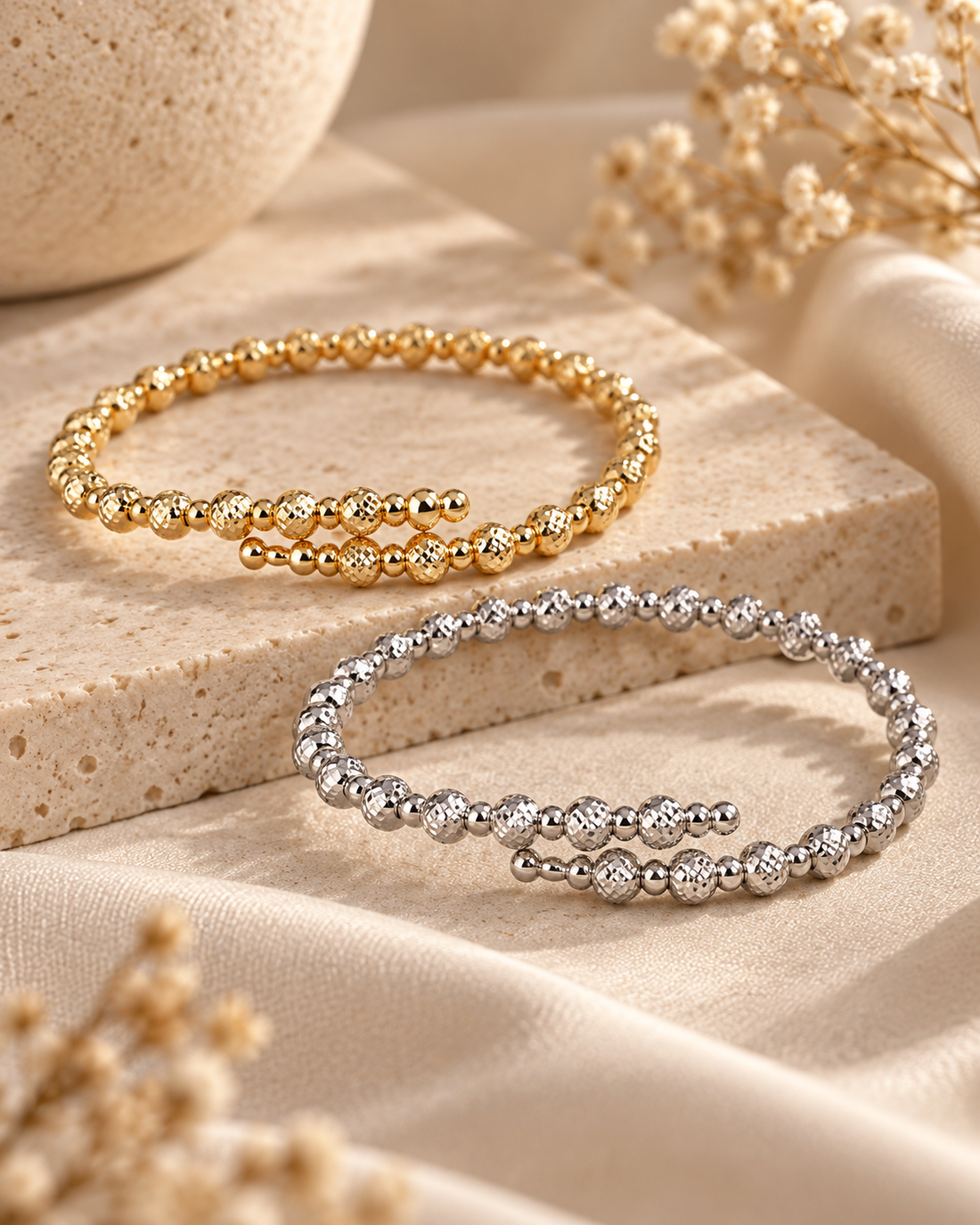K18 Beaded Bangle Bracelet