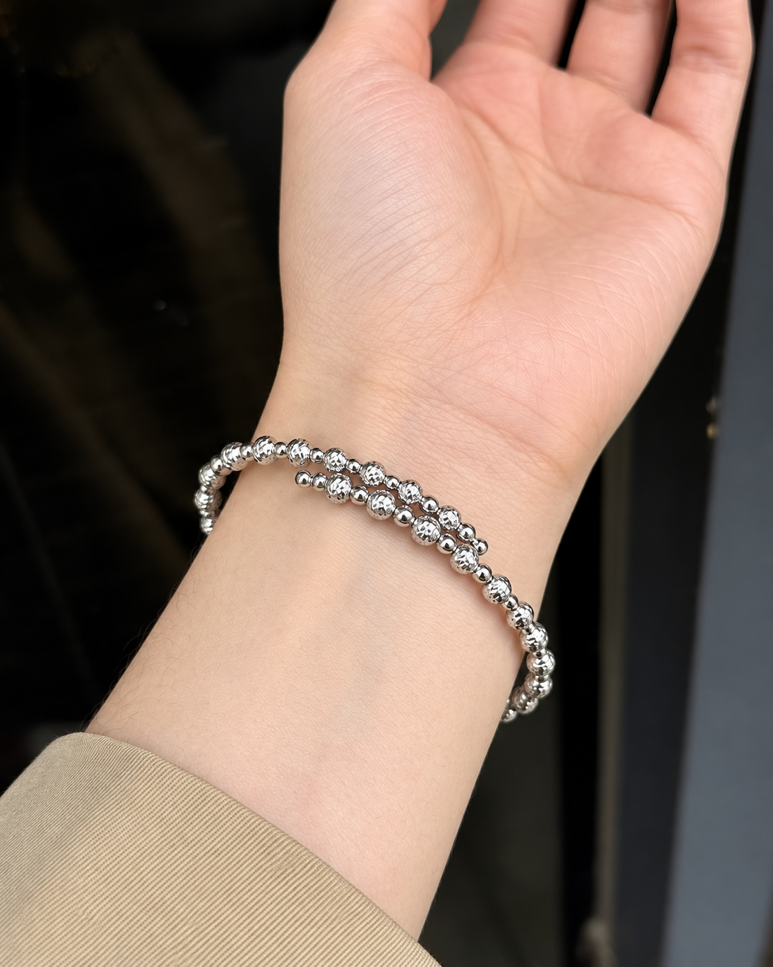 K18 Beaded Bangle Bracelet