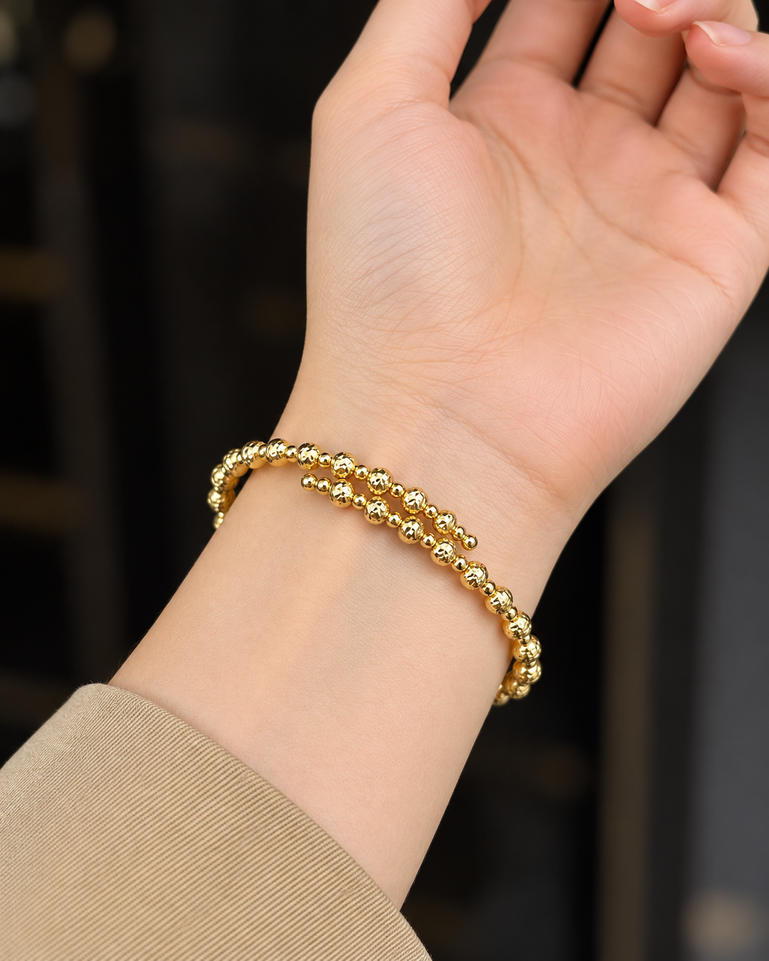 K18 Beaded Bangle Bracelet