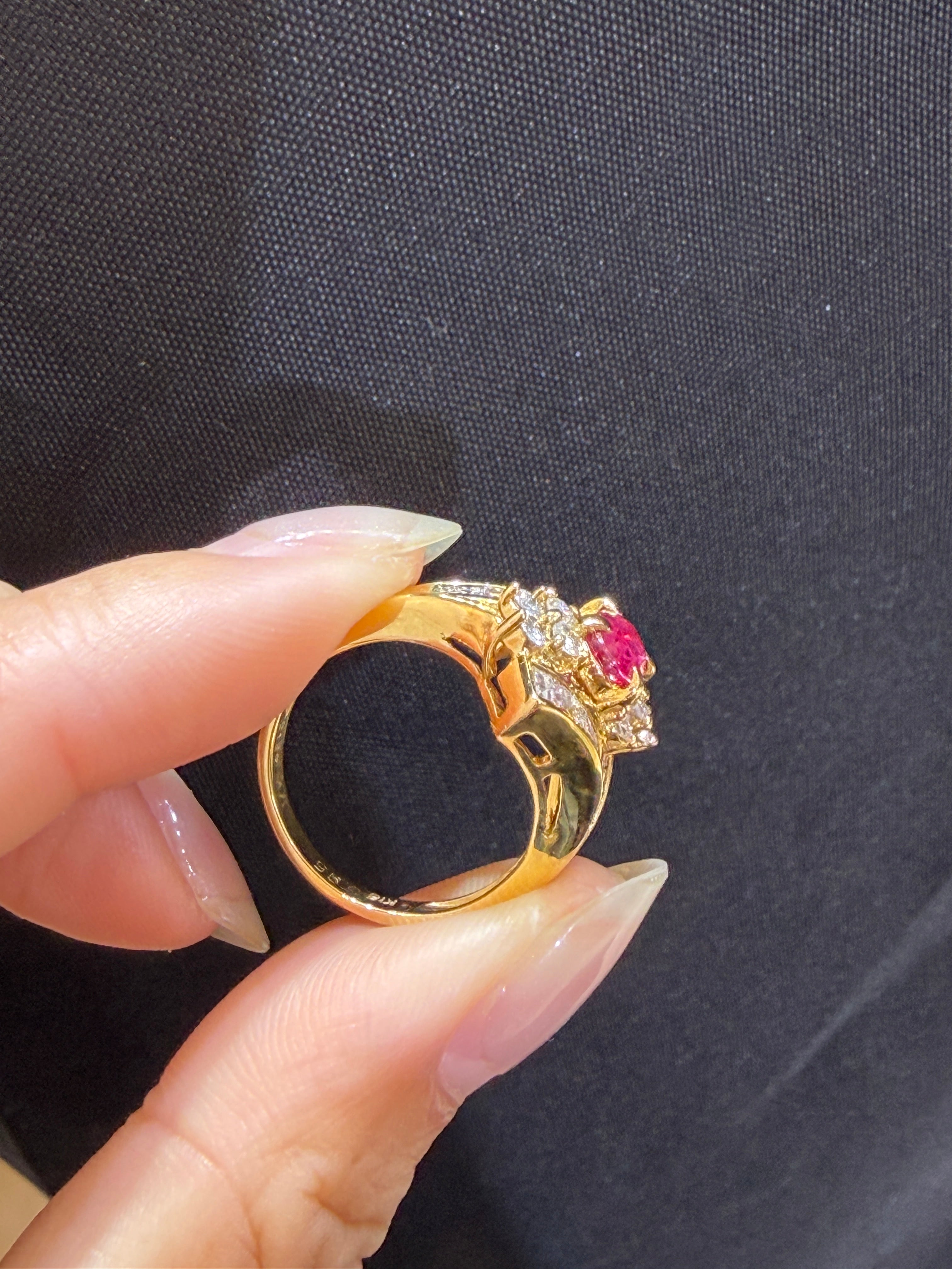 1.26CT Natural Ruby in 18K Yellow Gold