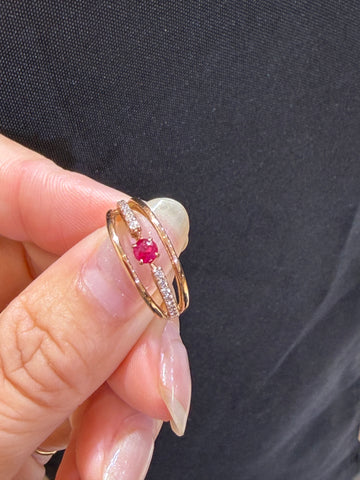 0.15ct Ruby+0.13ct natural D,k18