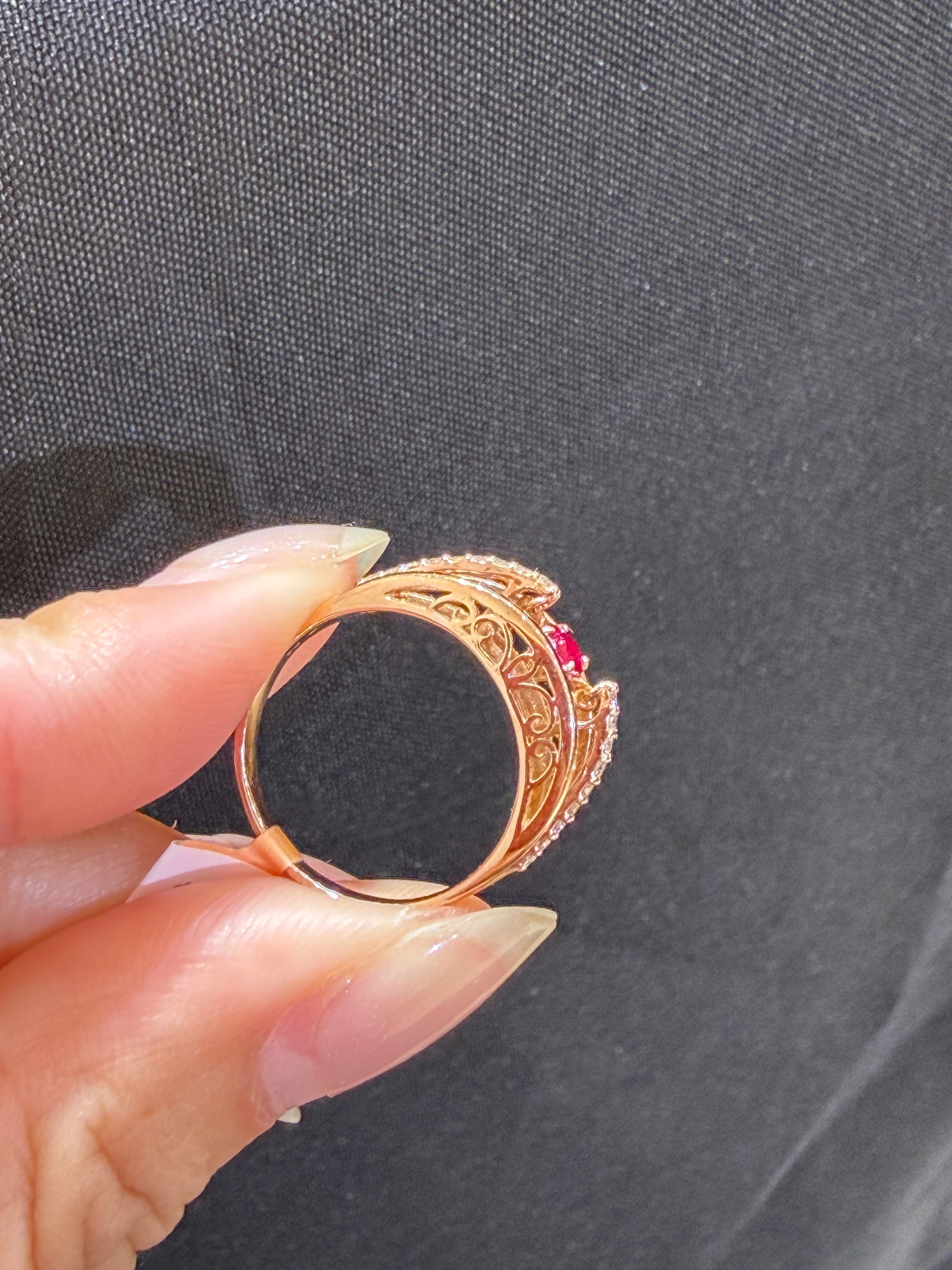 0.15ct Ruby+0.13ct natural D,k18