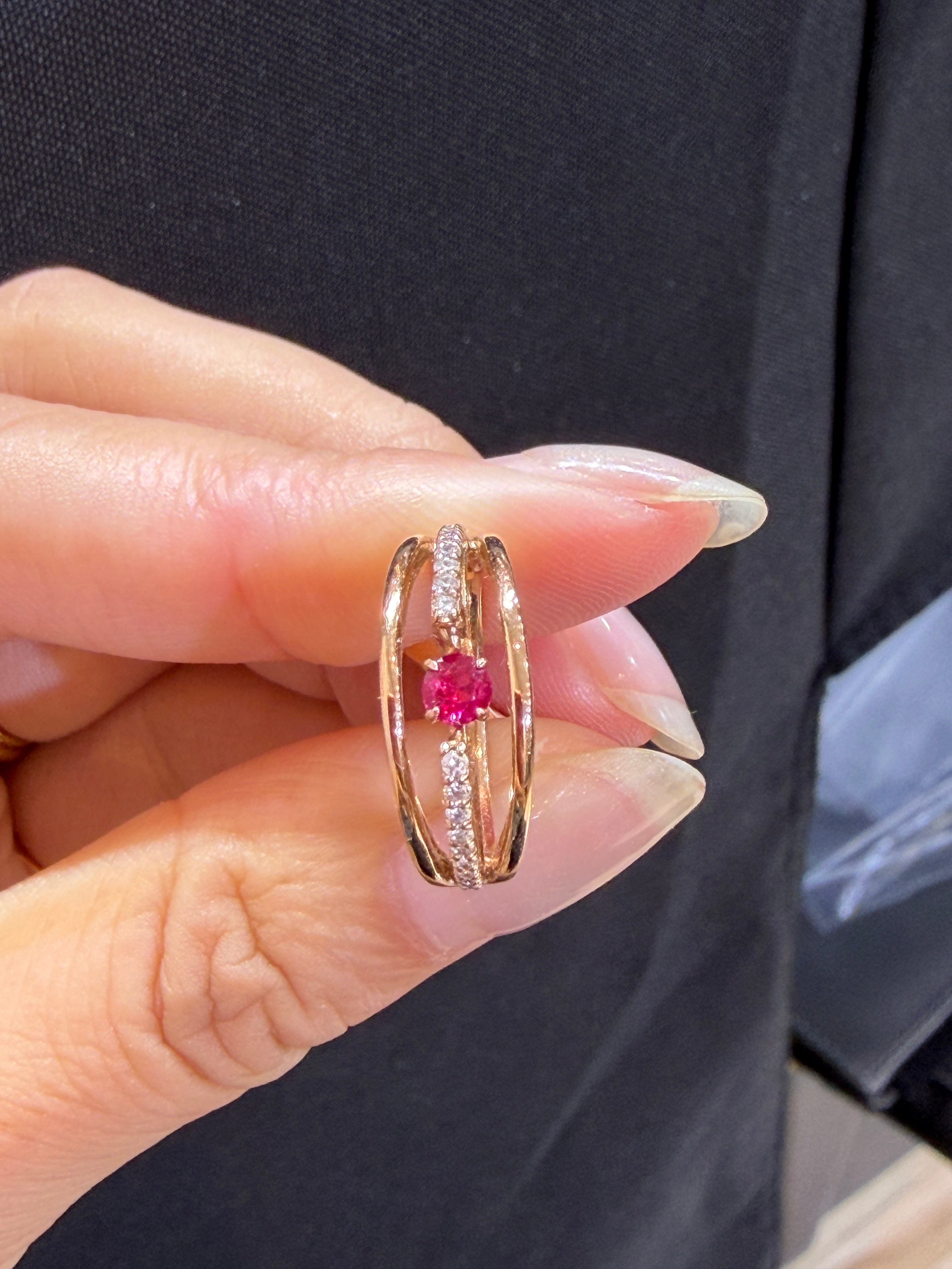 0.15ct Ruby+0.13ct natural D,k18