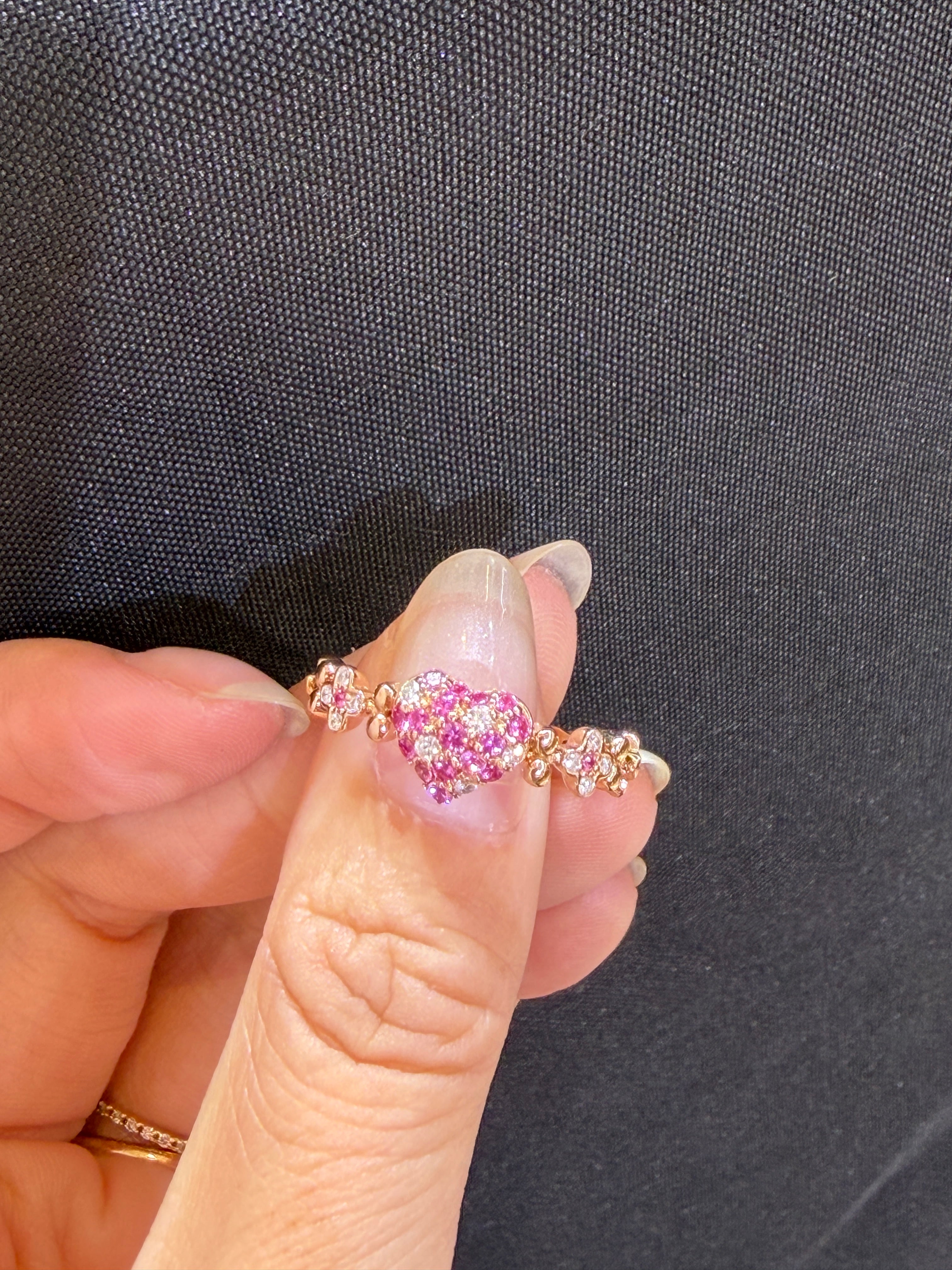 18K Rose Gold Heart Pink Sapphire Flexible Ring