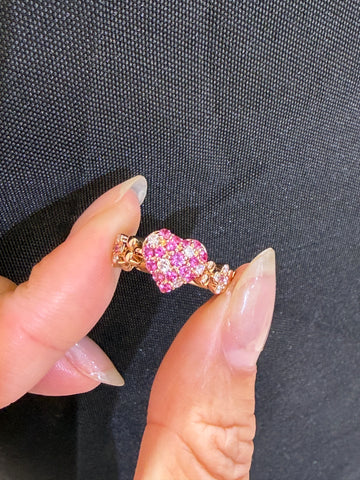 18K Rose Gold Heart Pink Sapphire Flexible Ring