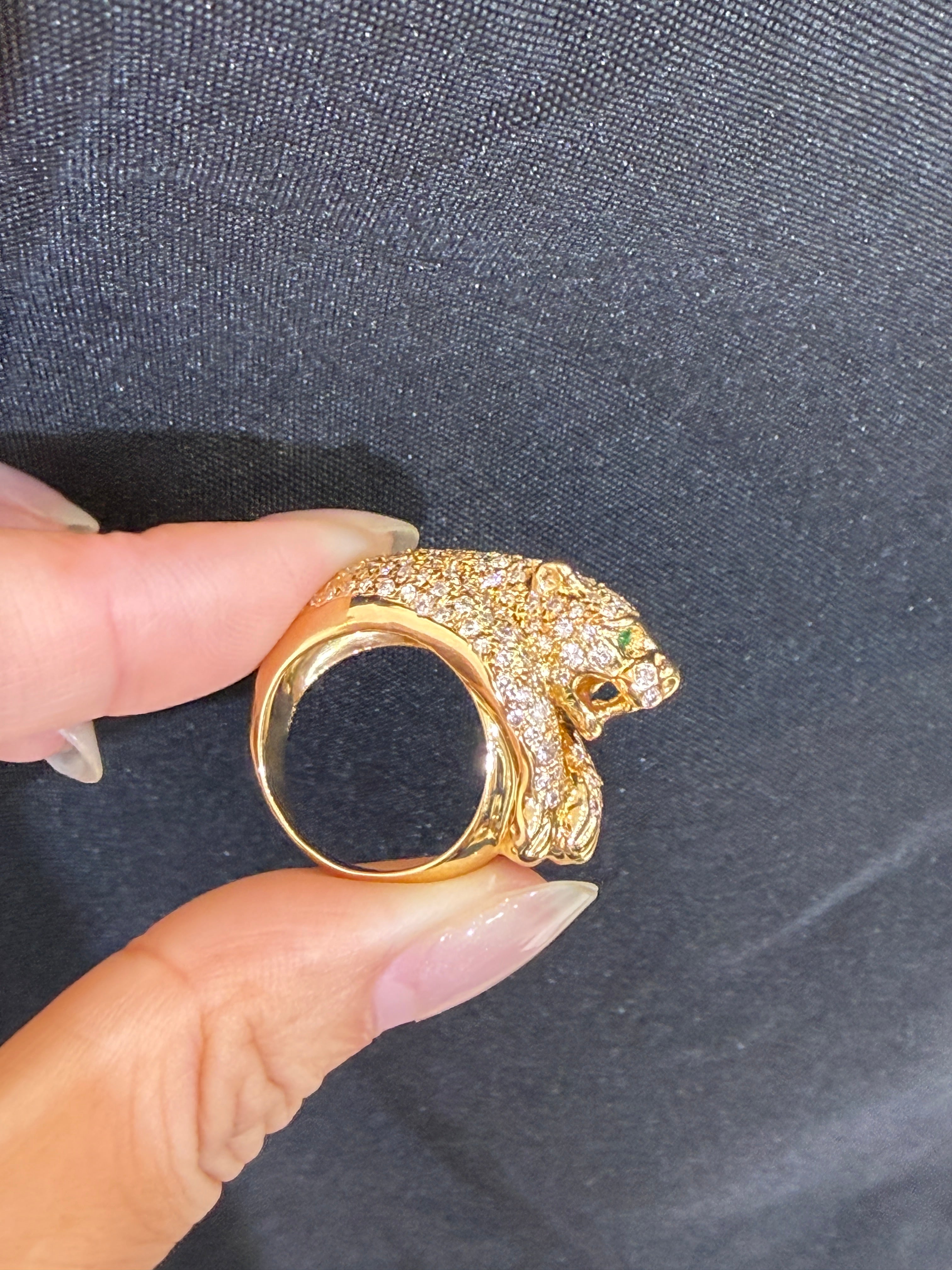K18 Pavé Diamond Panther Ring