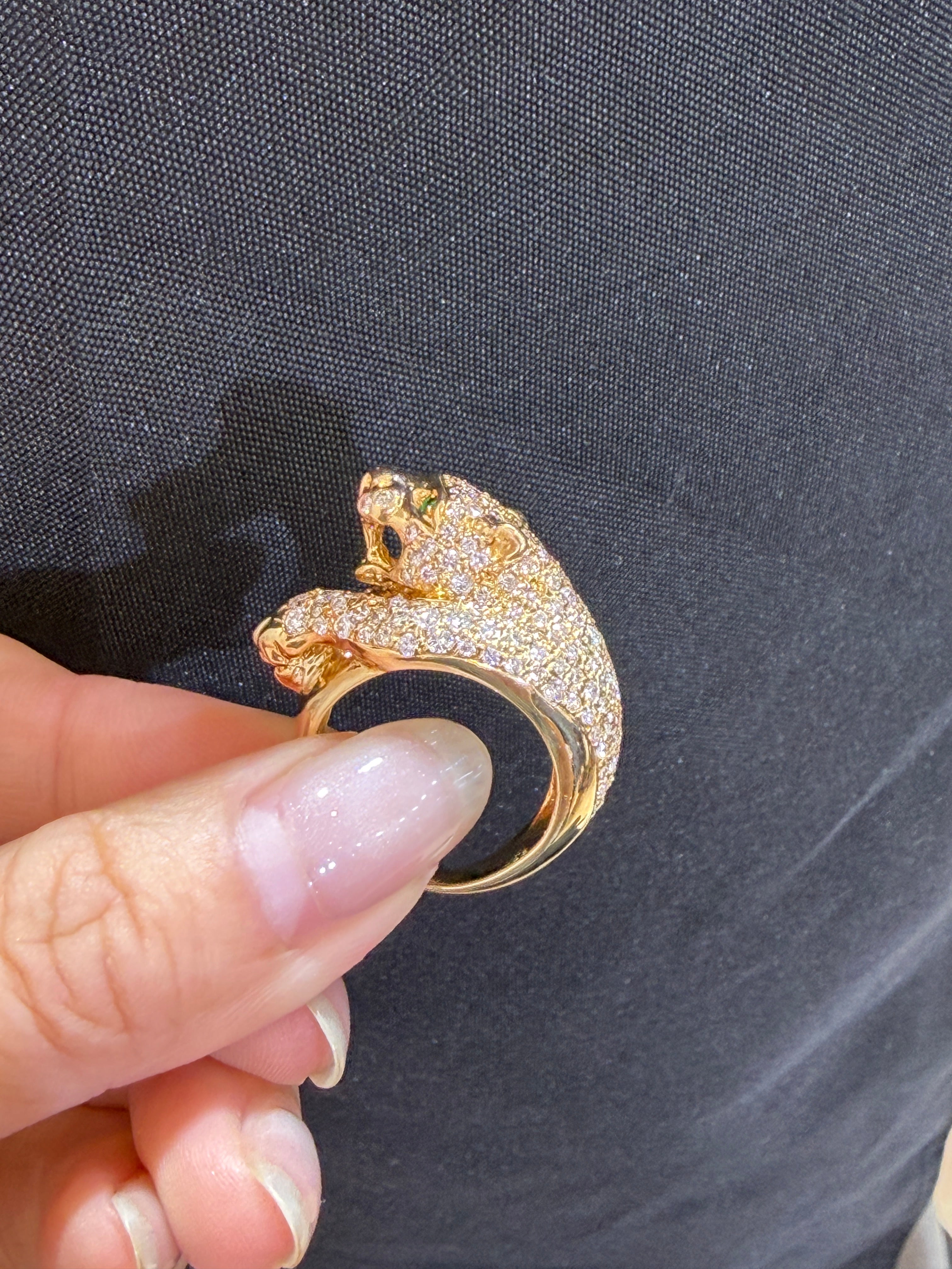 K18 Pavé Diamond Panther Ring