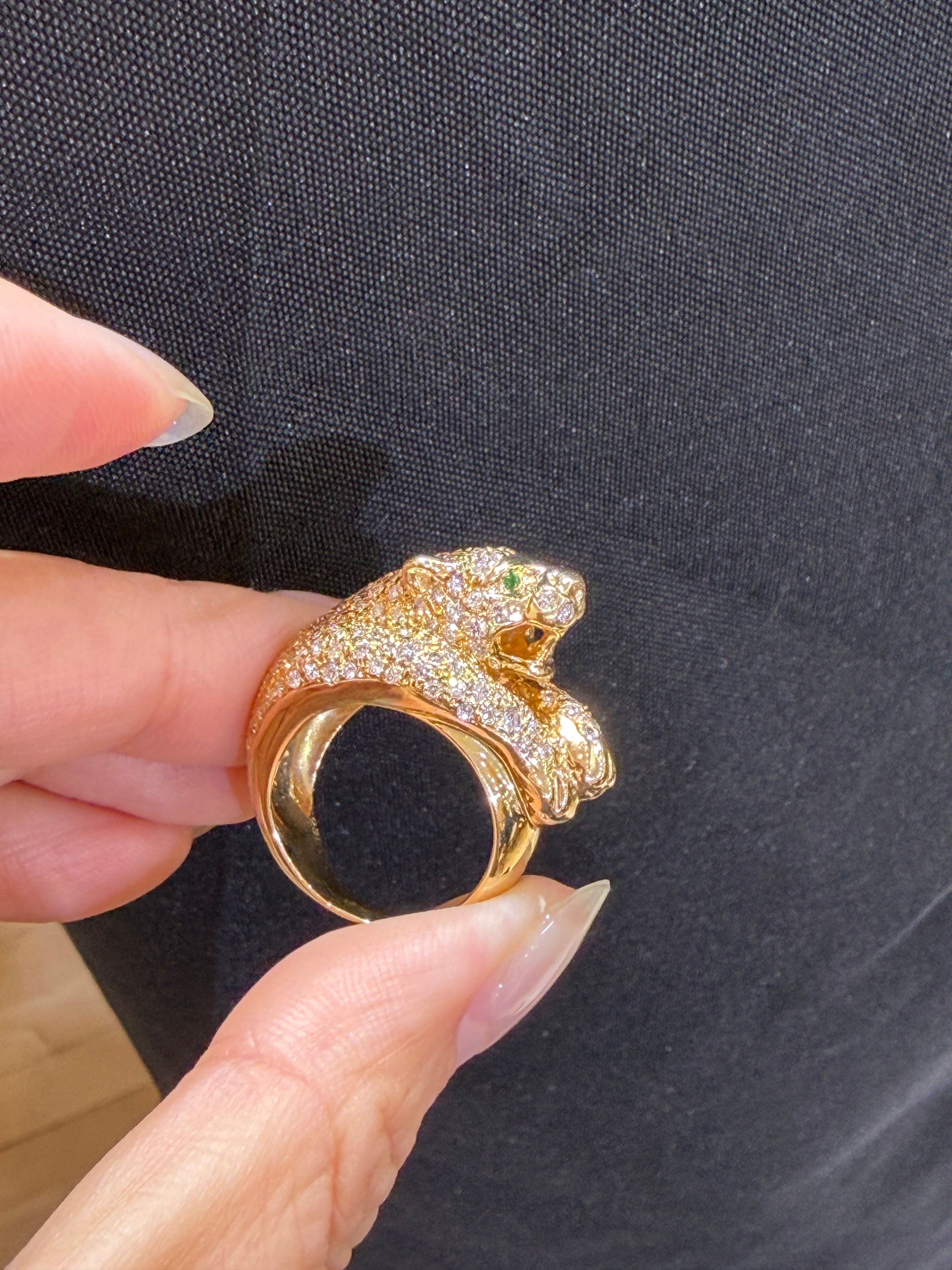 K18 Pavé Diamond Panther Ring
