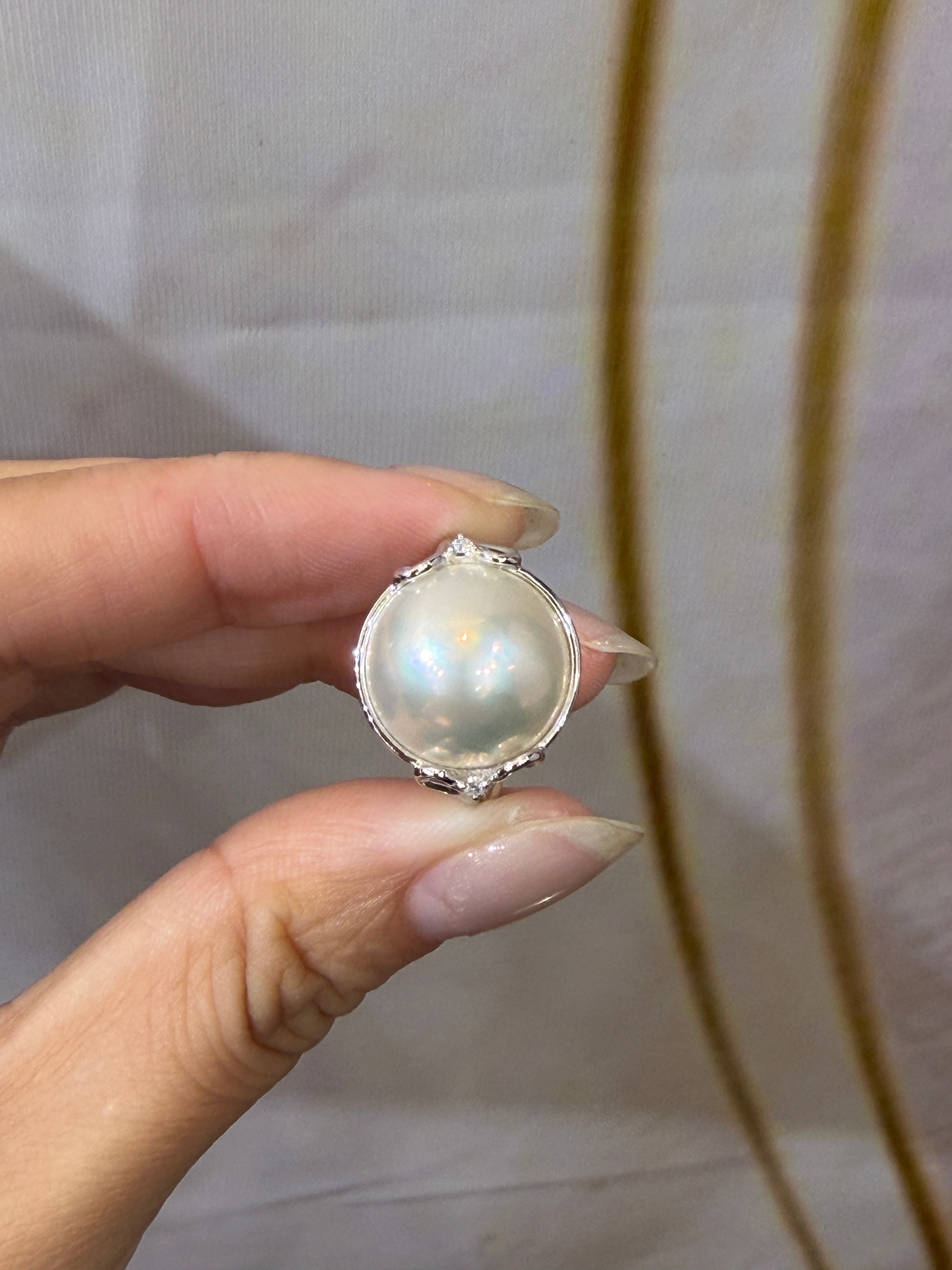 14mm Mabe Pearl Ring in 14K Gold