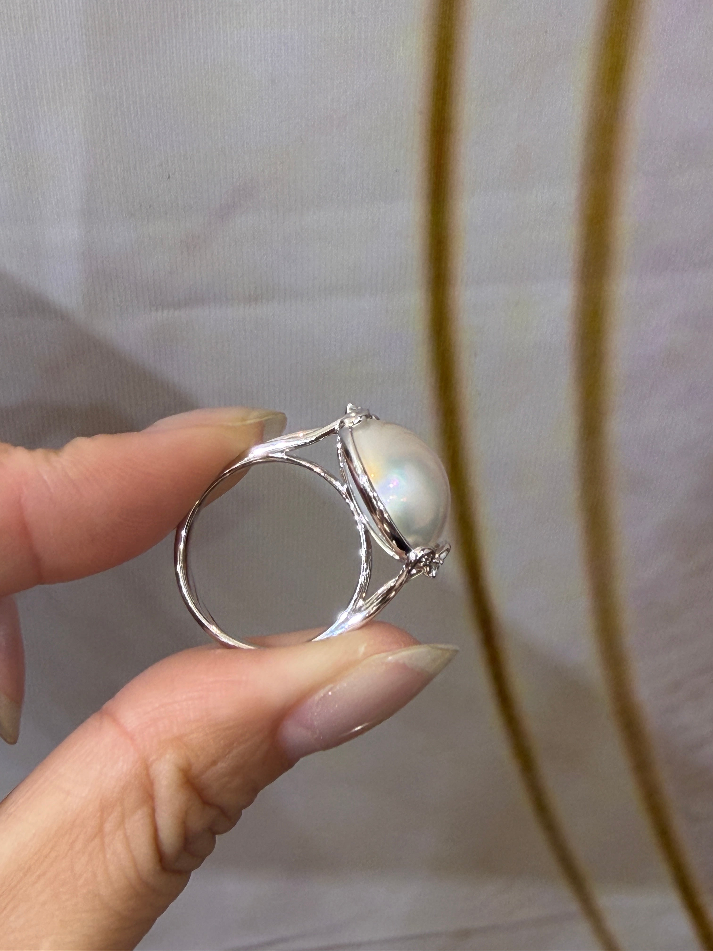 14mm Mabe Pearl Ring in 14K Gold