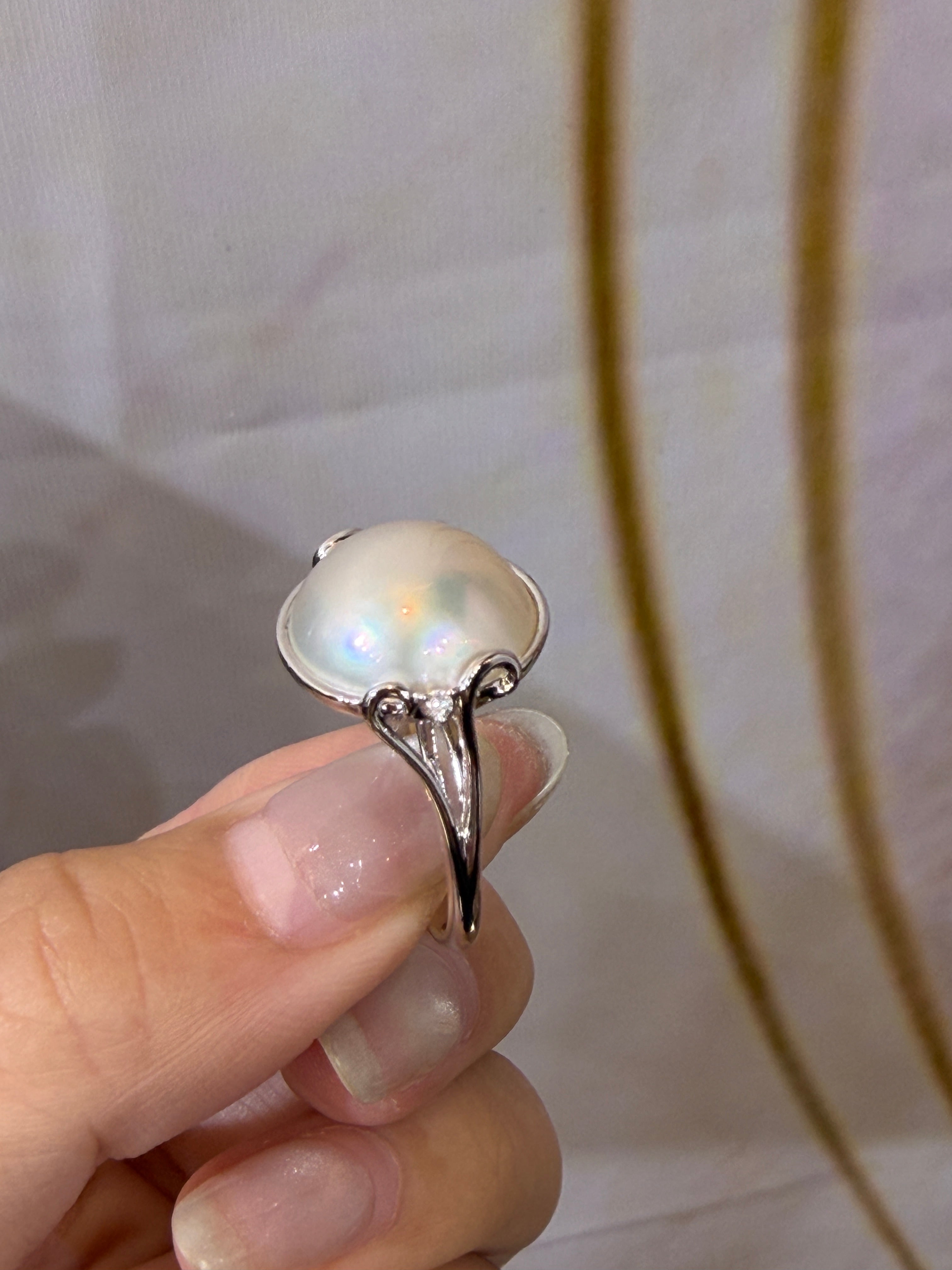 14mm Mabe Pearl Ring in 14K Gold