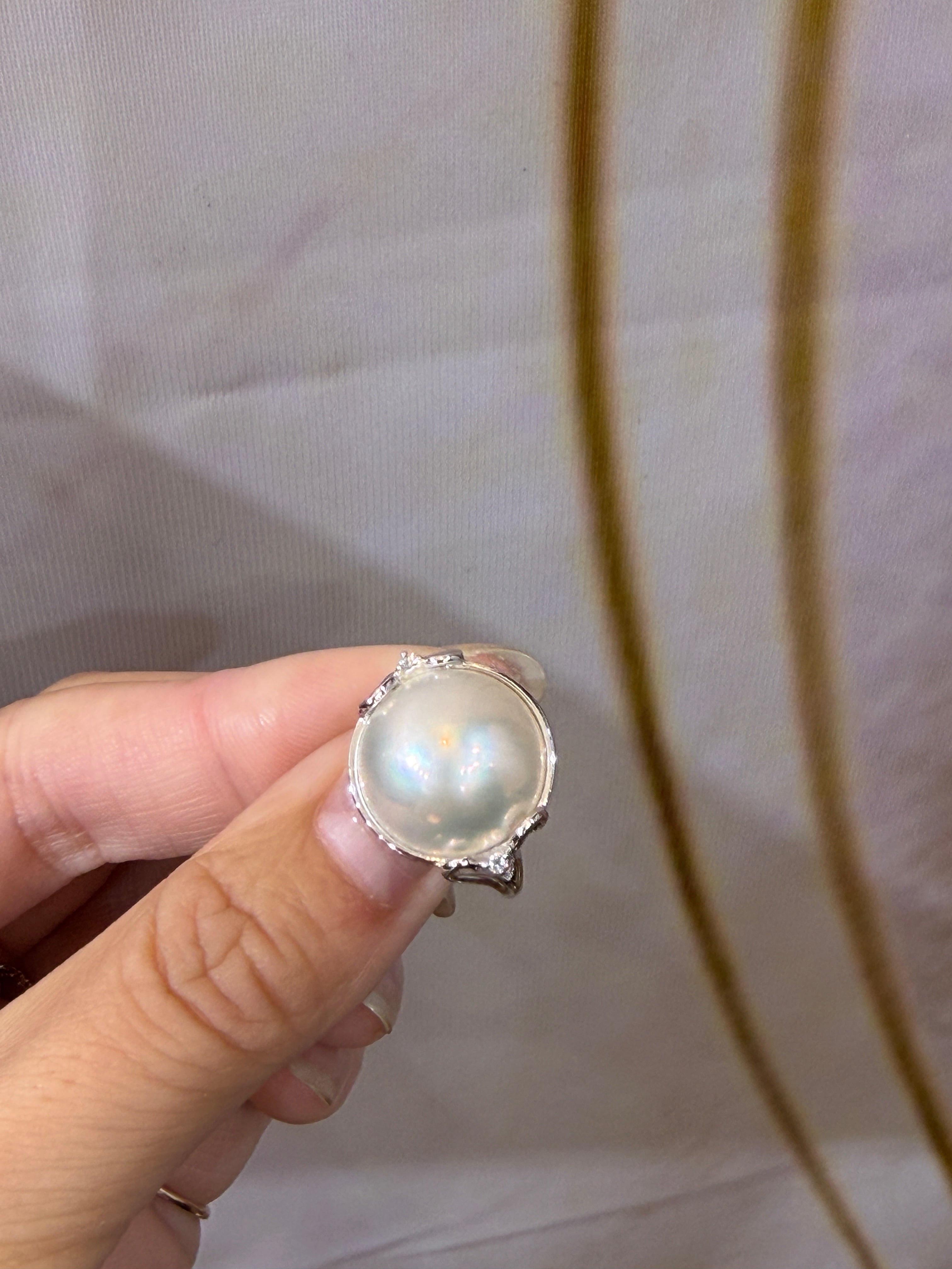 14mm Mabe Pearl Ring in 14K Gold