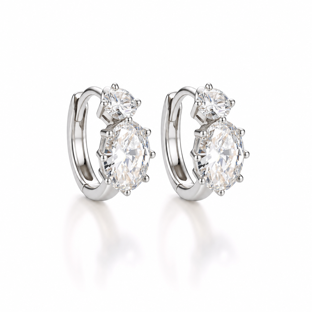 Round & Oval Diamond Huggie Earrings