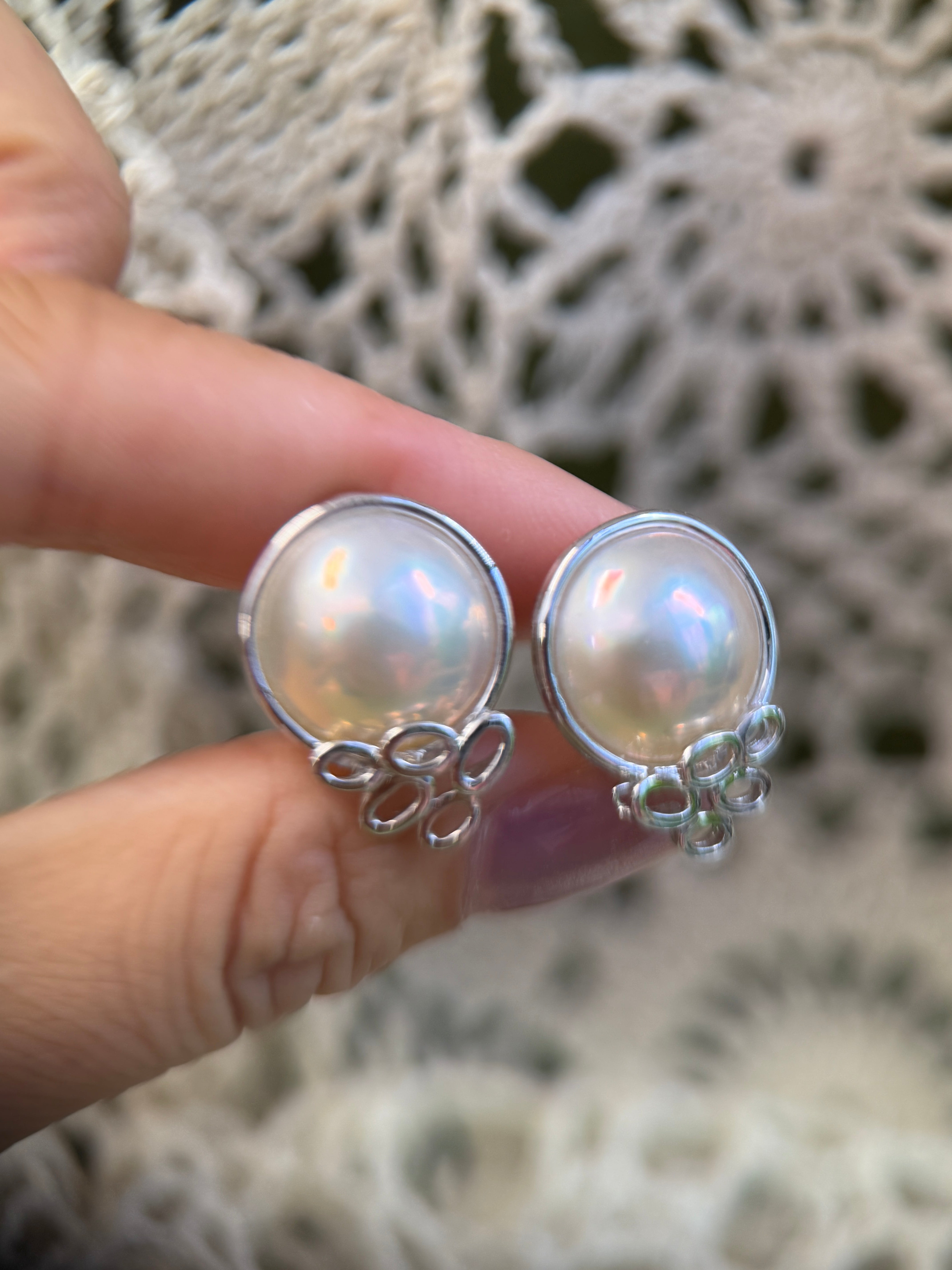 14mm Mabe Pearl Ear Clips in 14K Gold