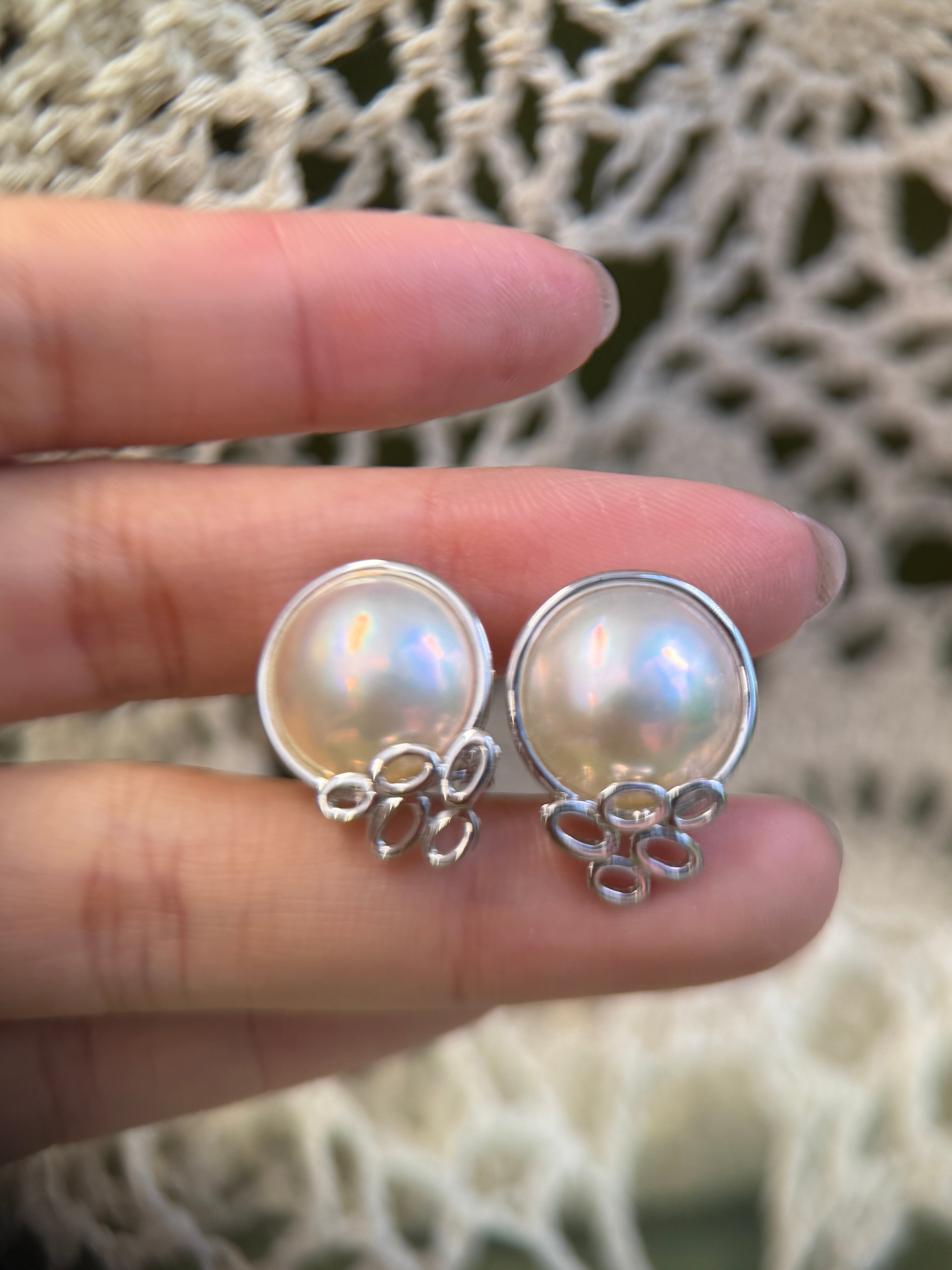 14mm Mabe Pearl Ear Clips in 14K Gold