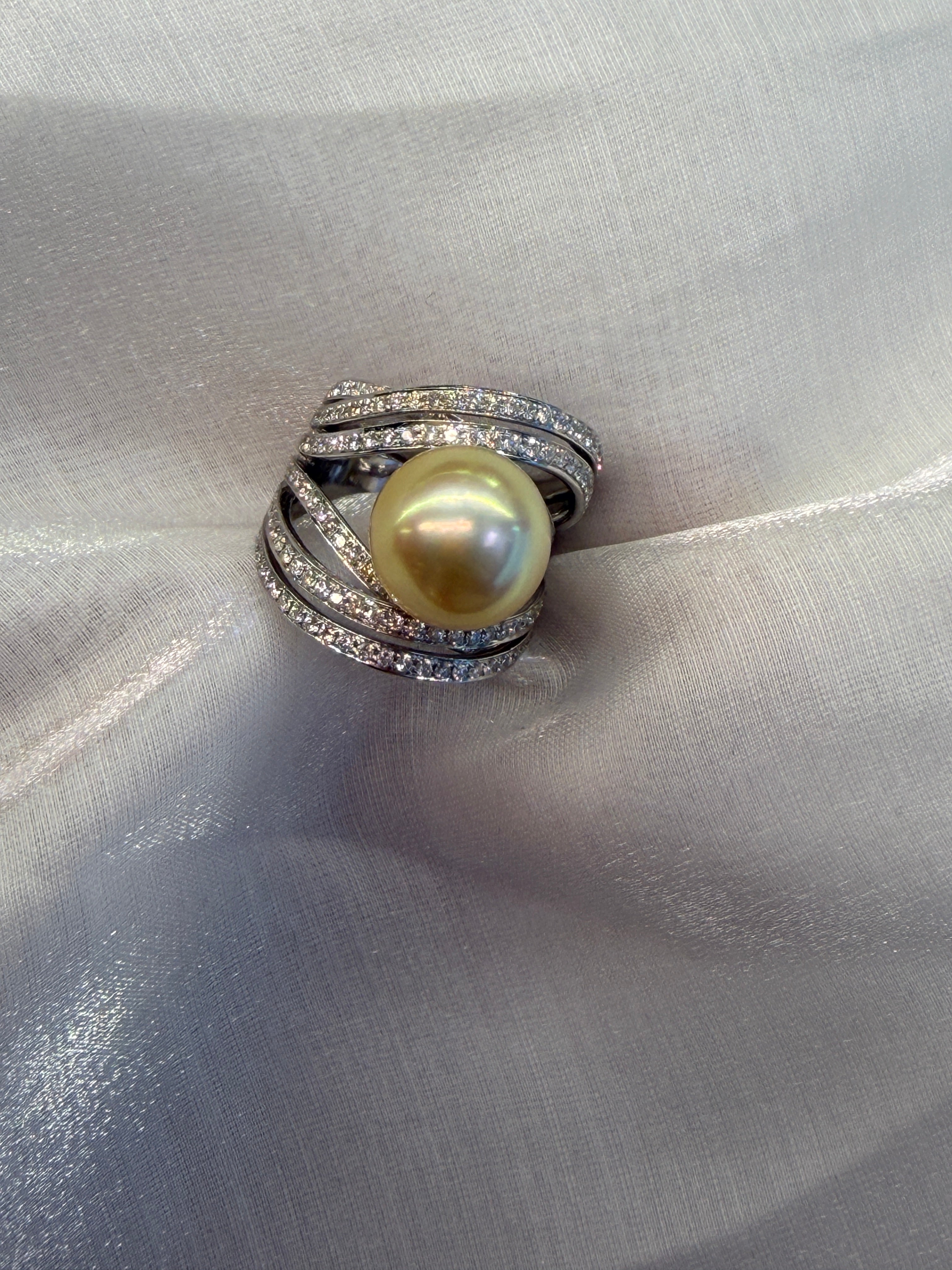 12.1mm Southsea Pearl Ring in 18K White Gold