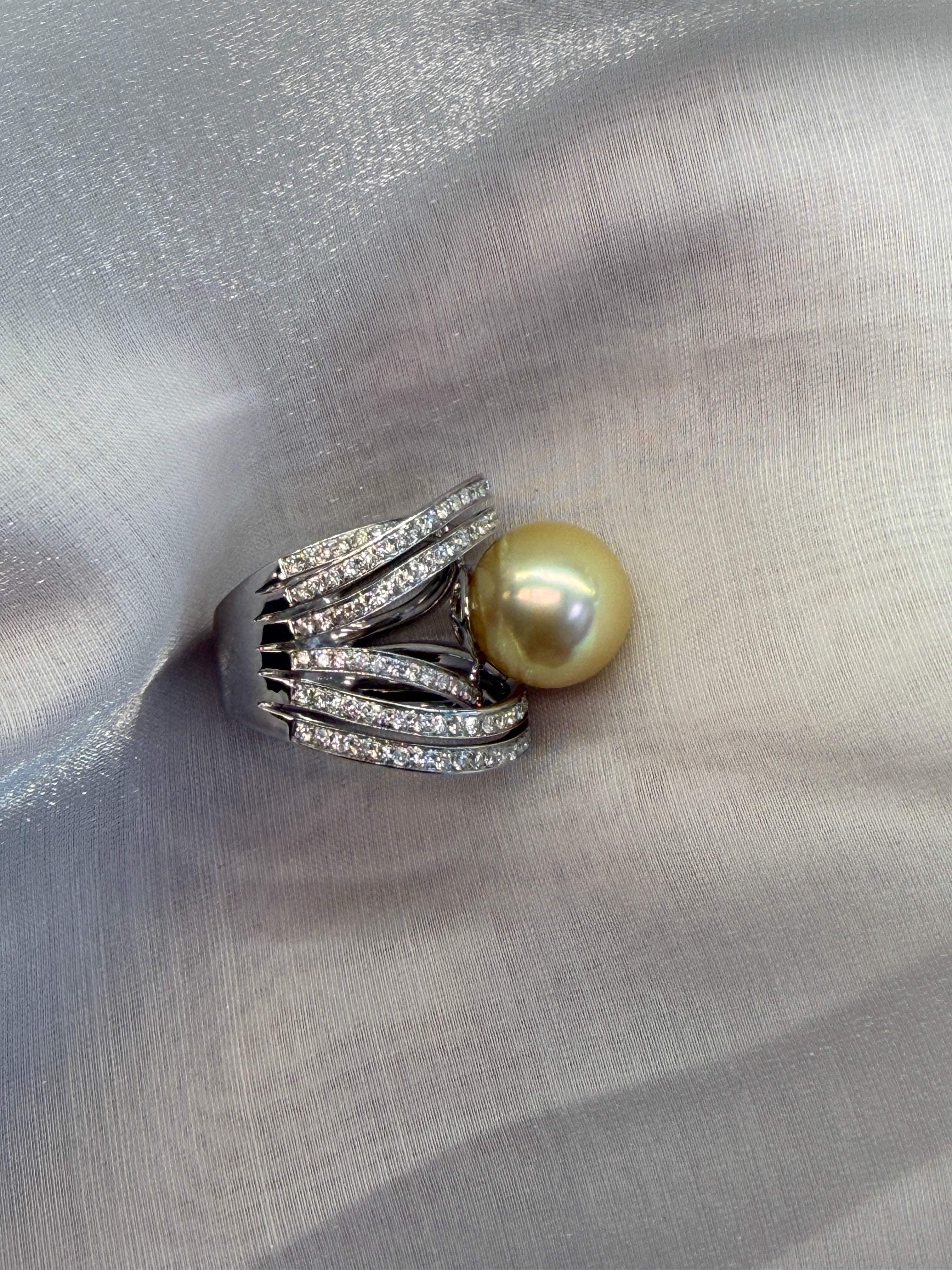 12.1mm Southsea Pearl Ring in 18K White Gold