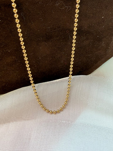 2.4mm 18K Yellow Gold Hollow Ball Chain Necklace 17.7 inchs