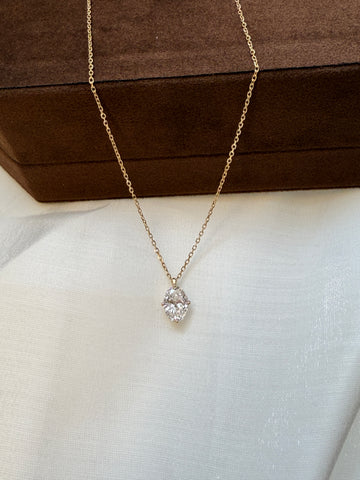 1.08 Carat Oval Lab Grown Diamond Necklace In 14K Yellow Gold