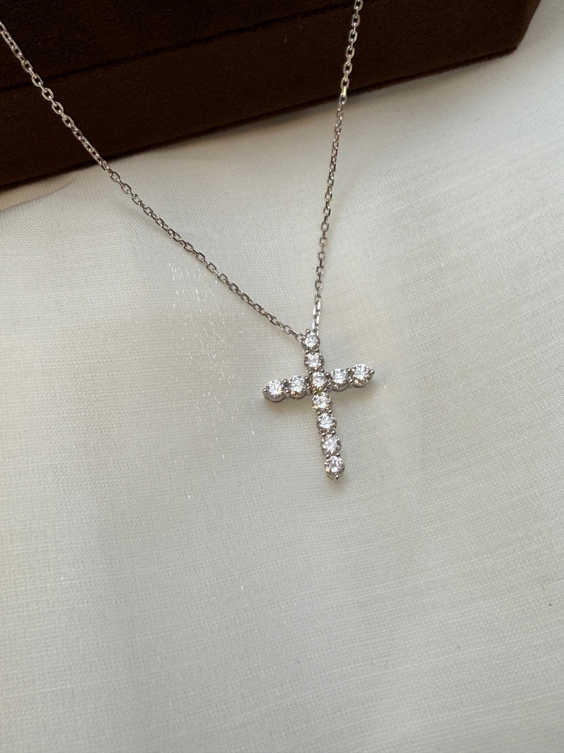 0.72 Carat Lab Grown Diamond Cross-shaped Necklace In 14K White Gold