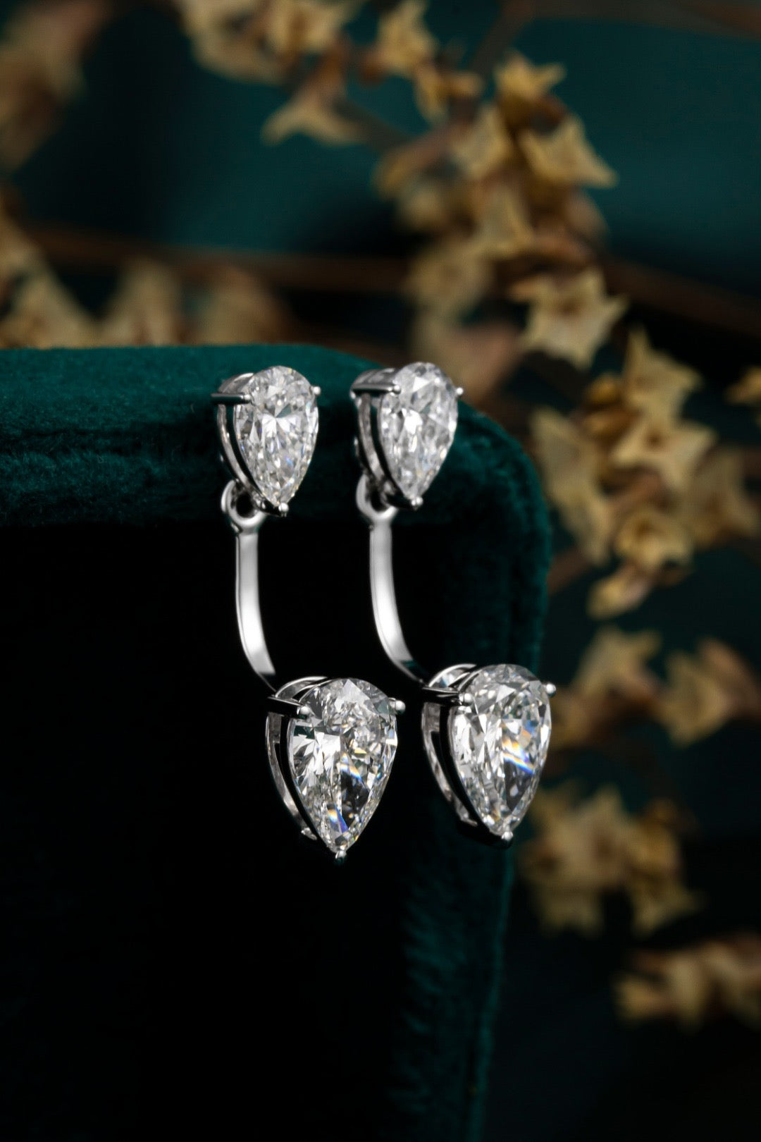 2.14 Carat Pear Cut Lab Grown Diamond Earrings In 14K White Gold