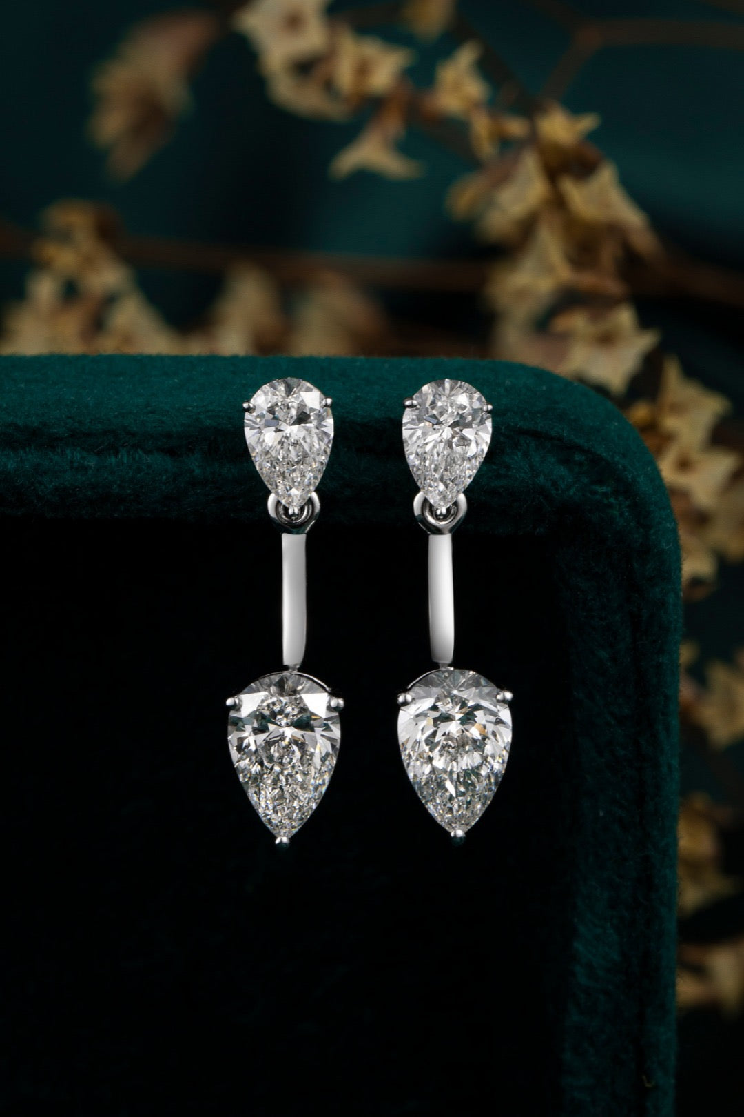 2.14 Carat Pear Cut Lab Grown Diamond Earrings In 14K White Gold