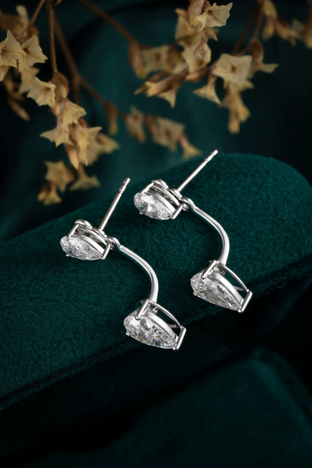 2.14 Carat Pear Cut Lab Grown Diamond Earrings In 14K White Gold