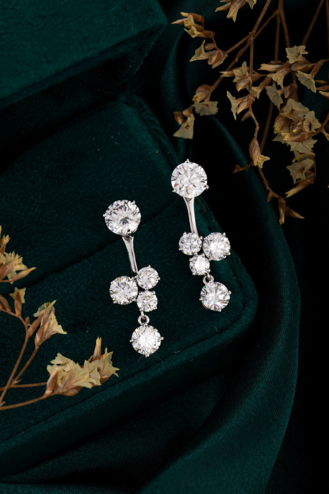 Multi Round Cascade Drop Earrings 4.6CT